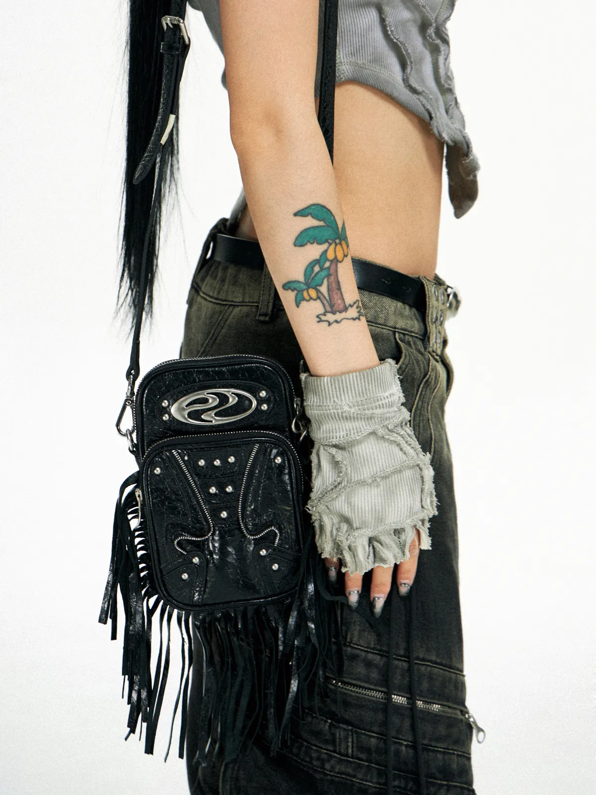 Personsoul Fringe Leather Cell Phone Bag