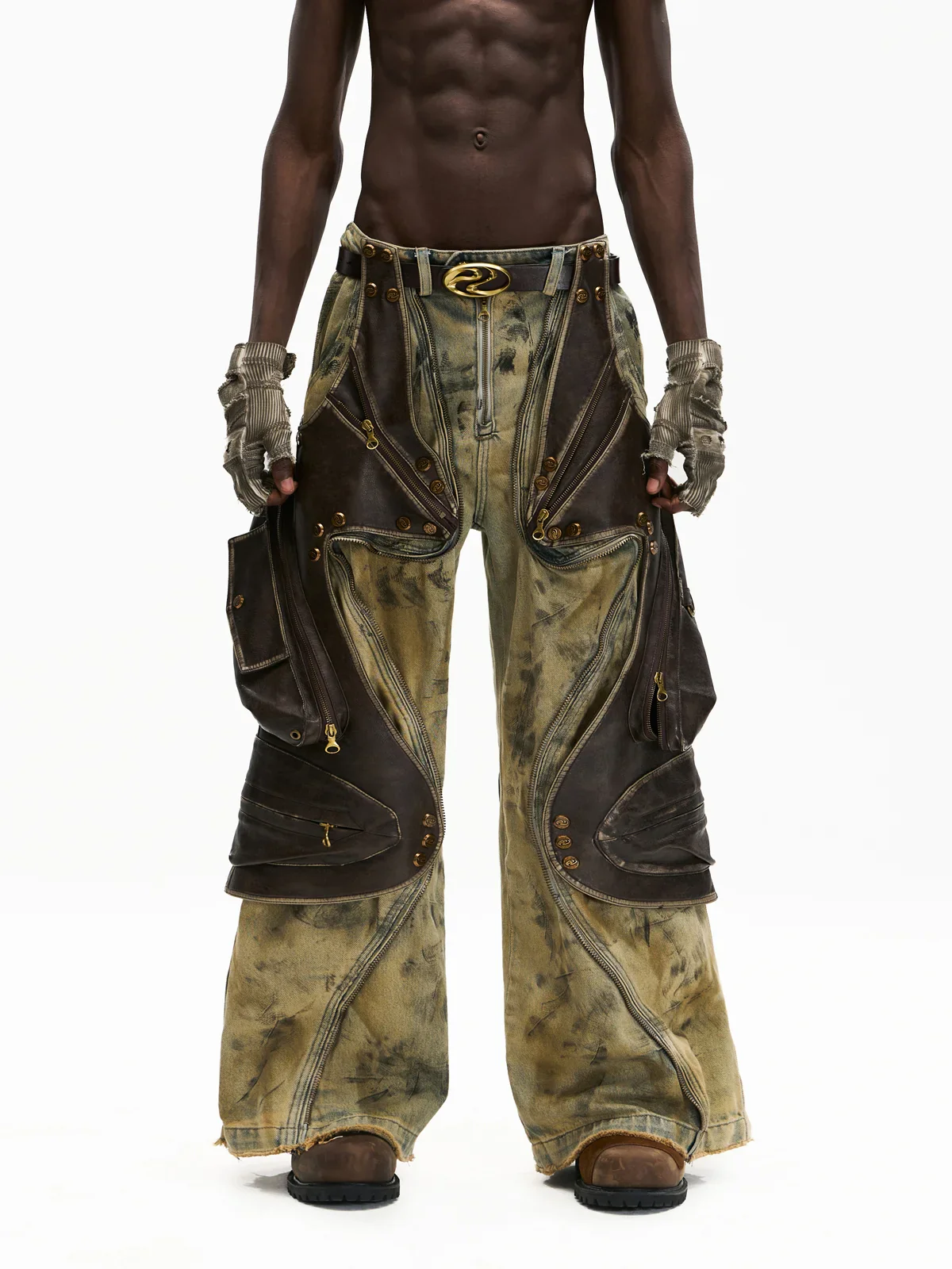 Personsoul Western Dunes Leather Panel Jeans