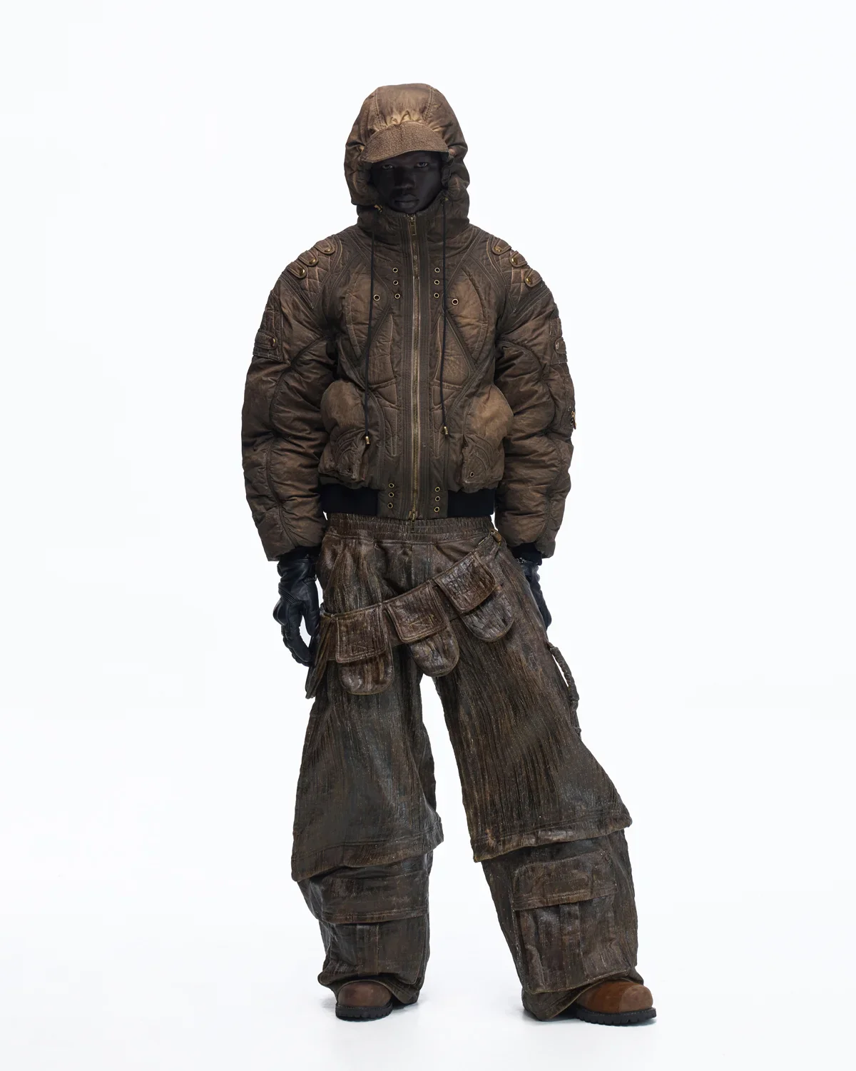 Personsoul Dark Brown Insulated Hooded Coat