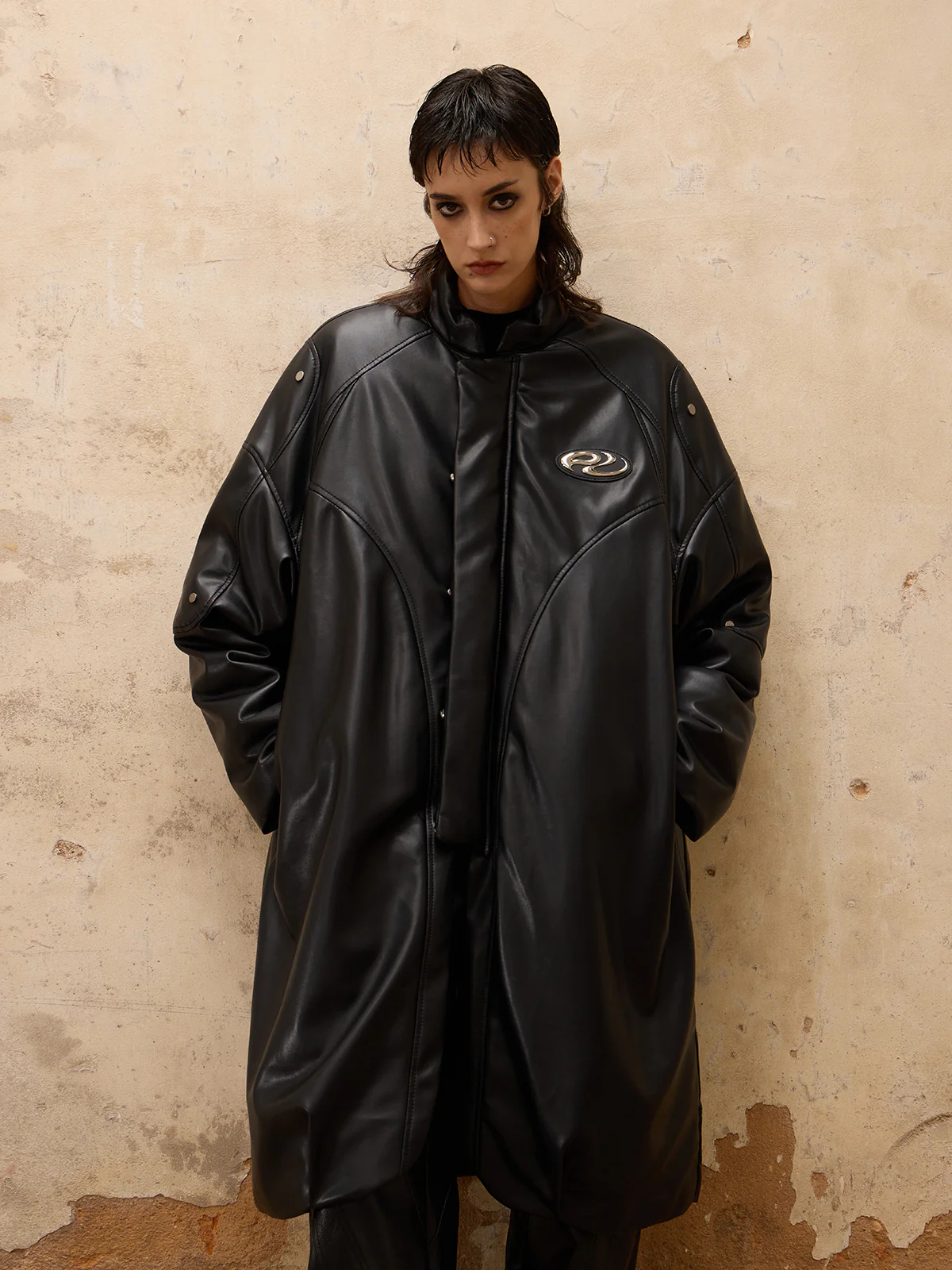 Personsoul Mid Faux-Leather Overcoatse