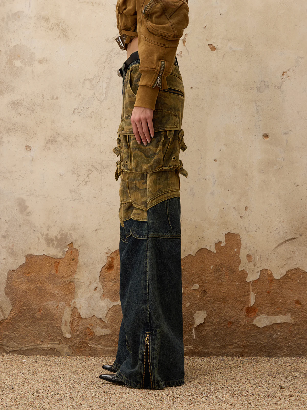 Personsoul Splicing Denim Jeans