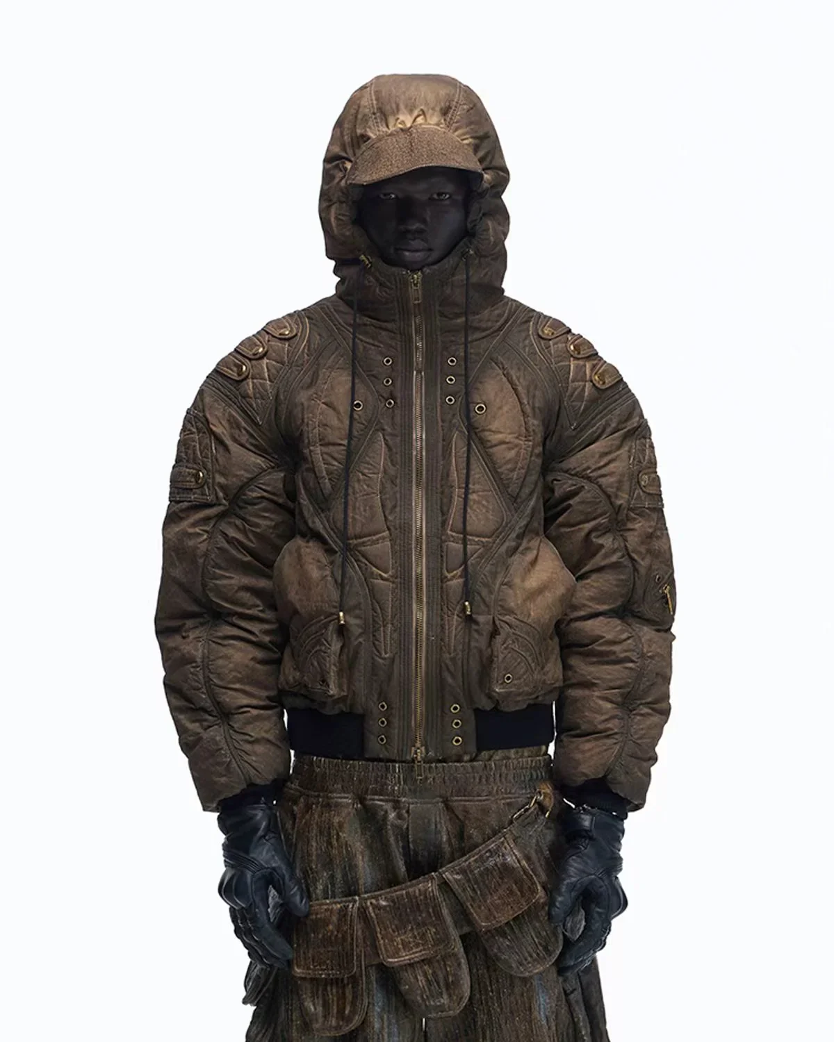 Personsoul Dark Brown Insulated Hooded Coat