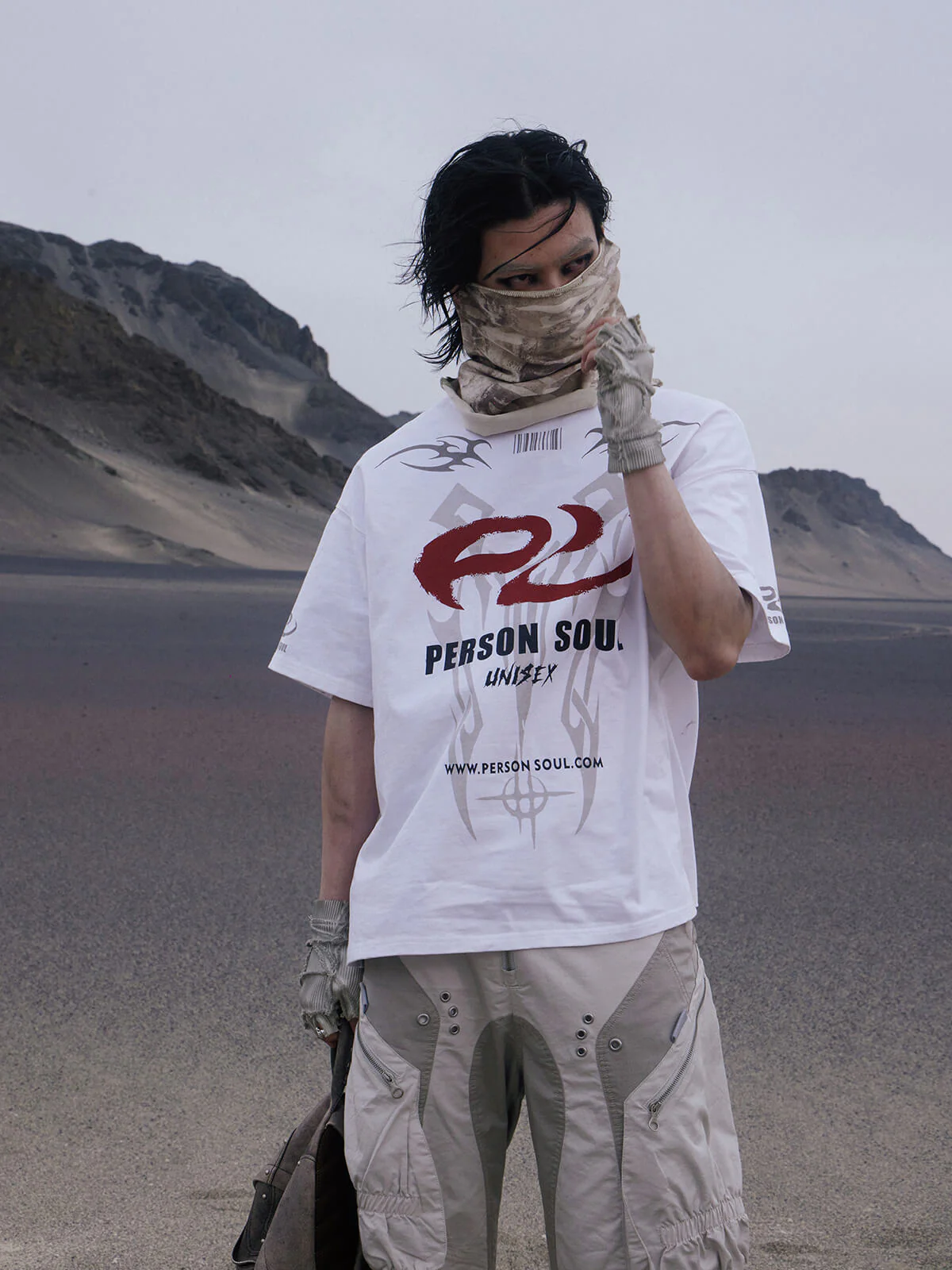 Personsoul Basic Logo Washed Oversized T-Shirt