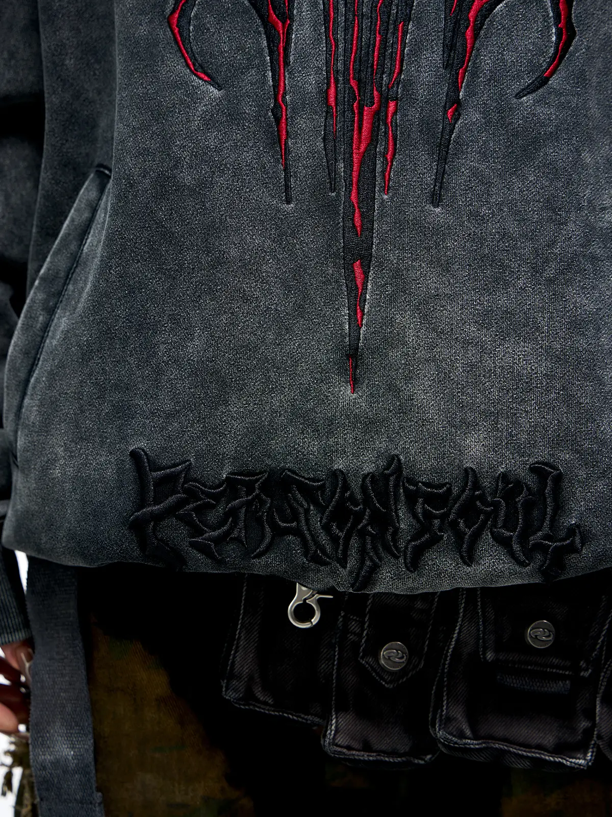 Personsoul Totem Embroidered Washed Hoodie