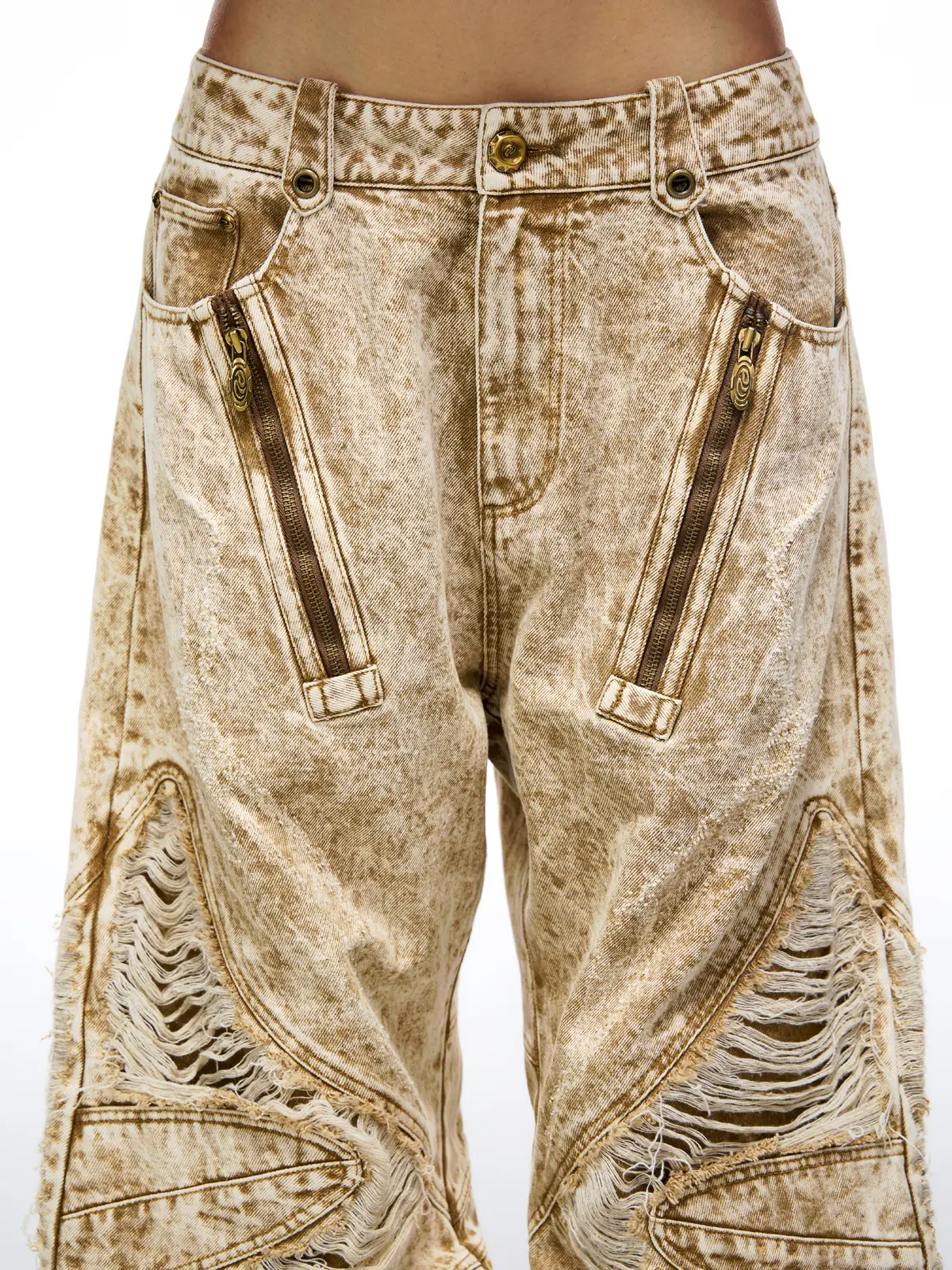 Distroyed Apricot Baggy Jeans
