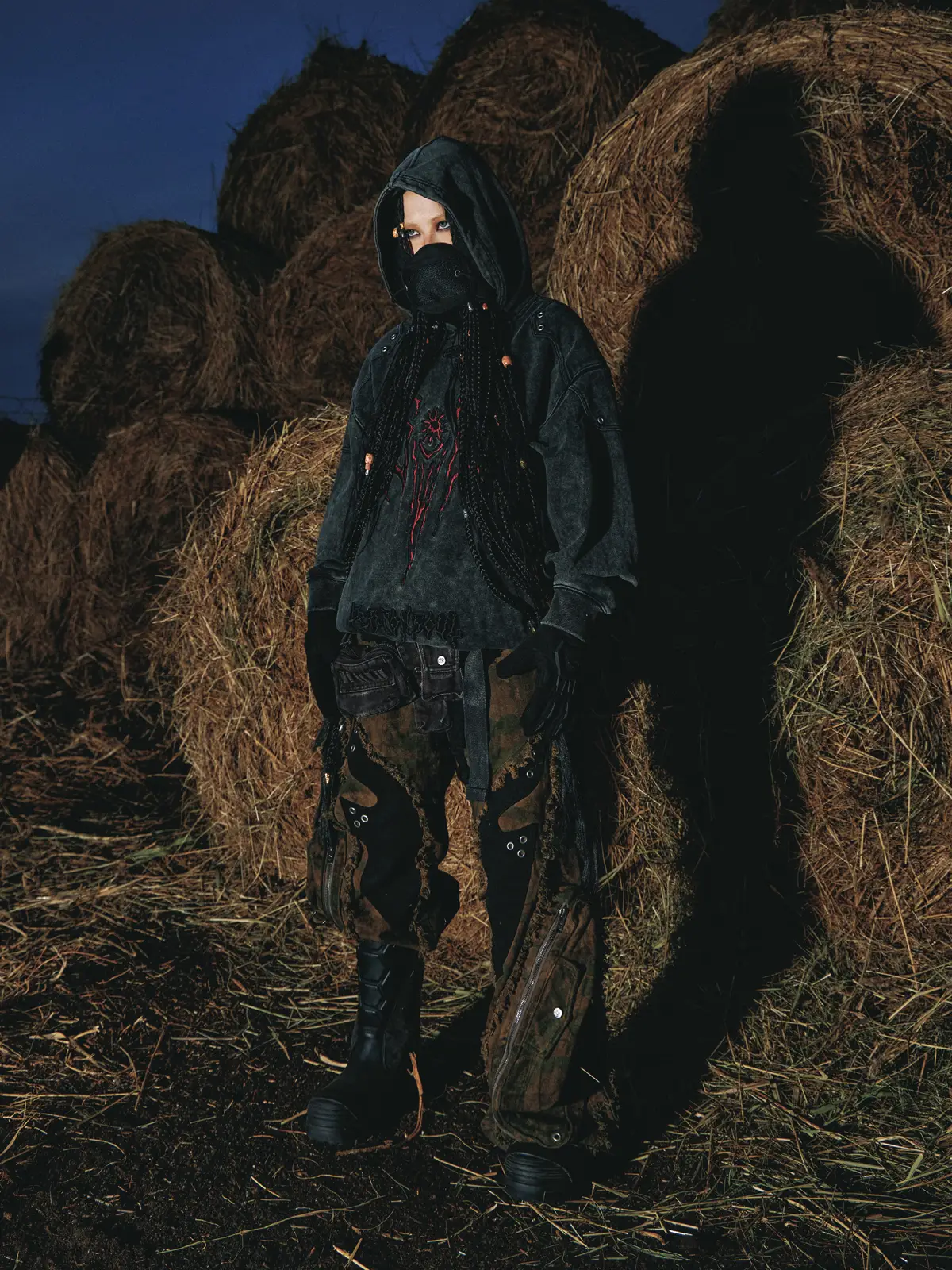 Personsoul Totem Embroidered Washed Hoodie