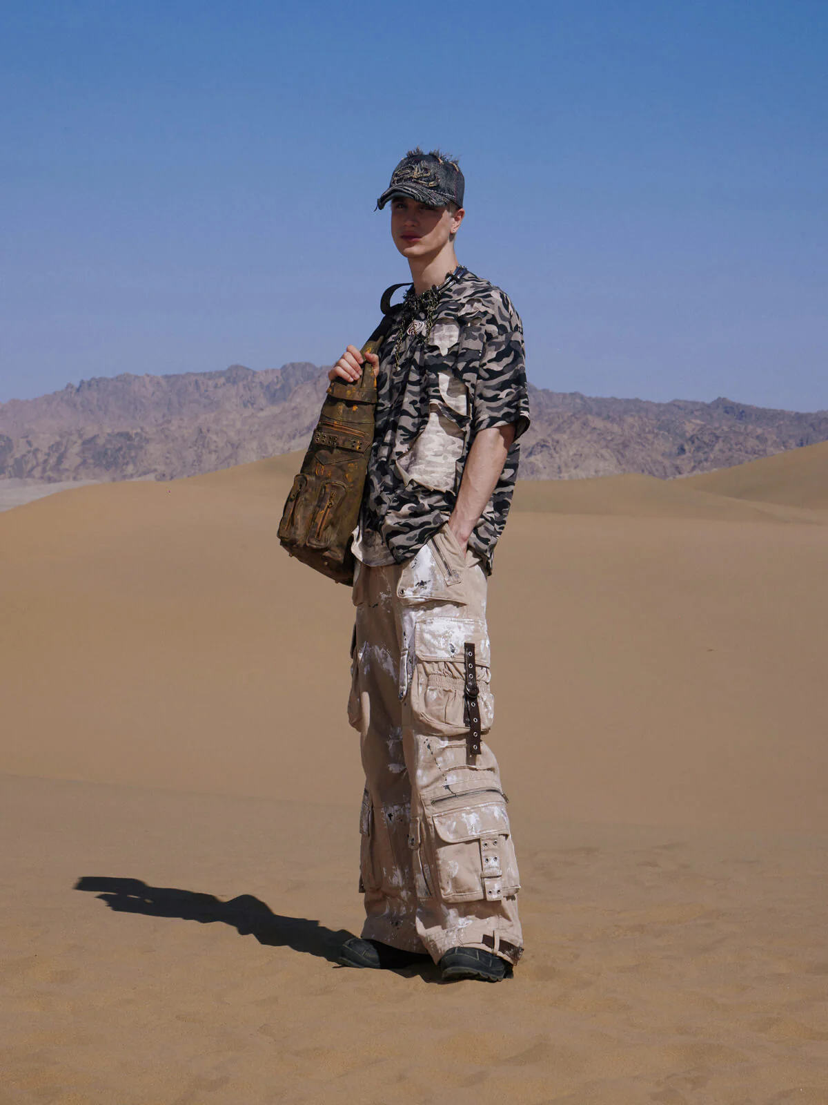 Personsoul Tactical Structure Paint Stains Cargo Pants