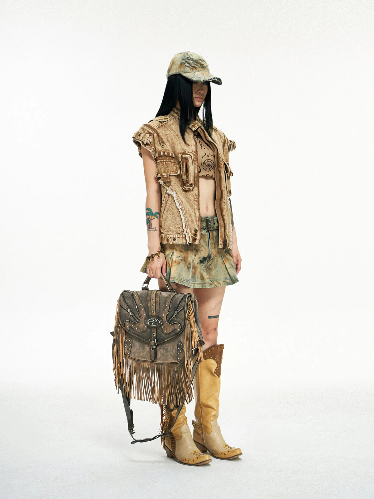 Personsoul Tactical Structure Denim Sleeveless Vest