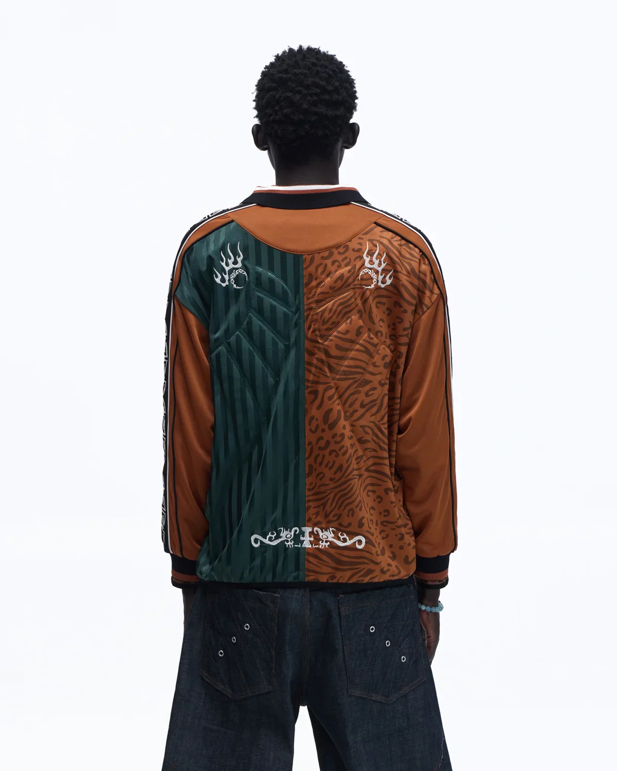 Personsoul Tribal-Animal Print Patchwork Shirt