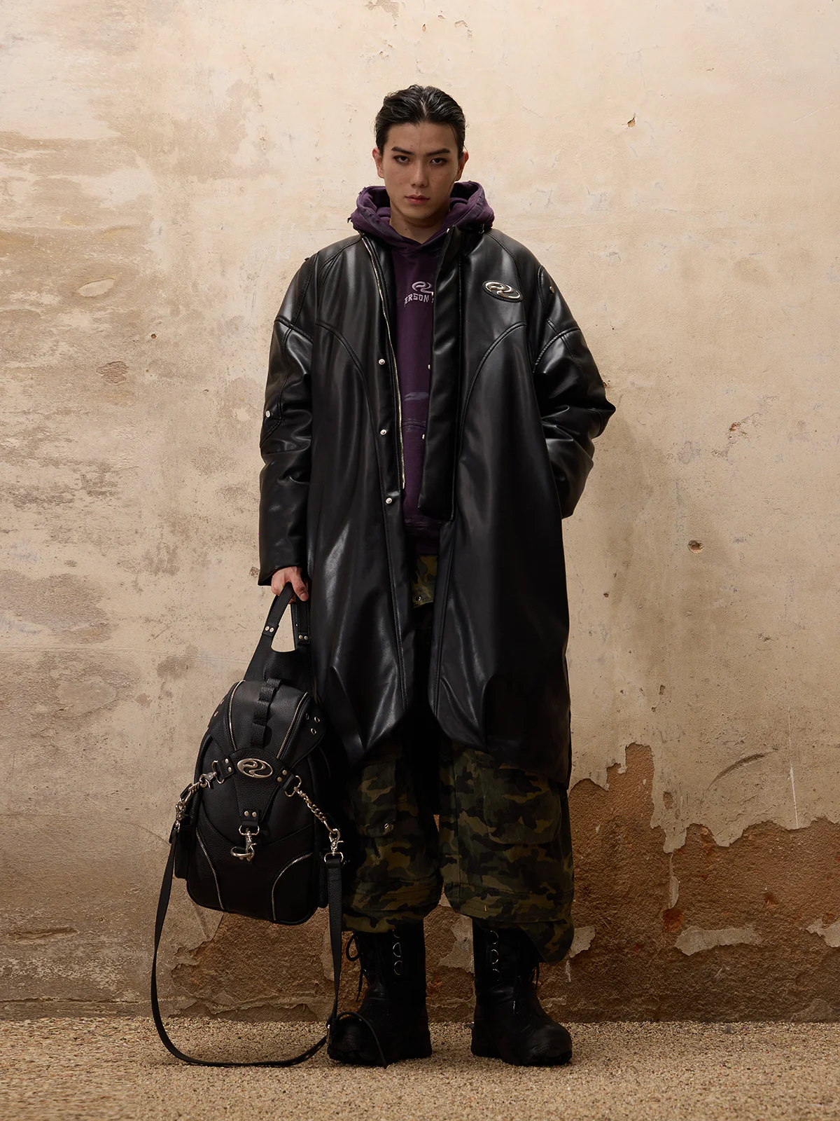 Personsoul Mid Faux-Leather Overcoatse