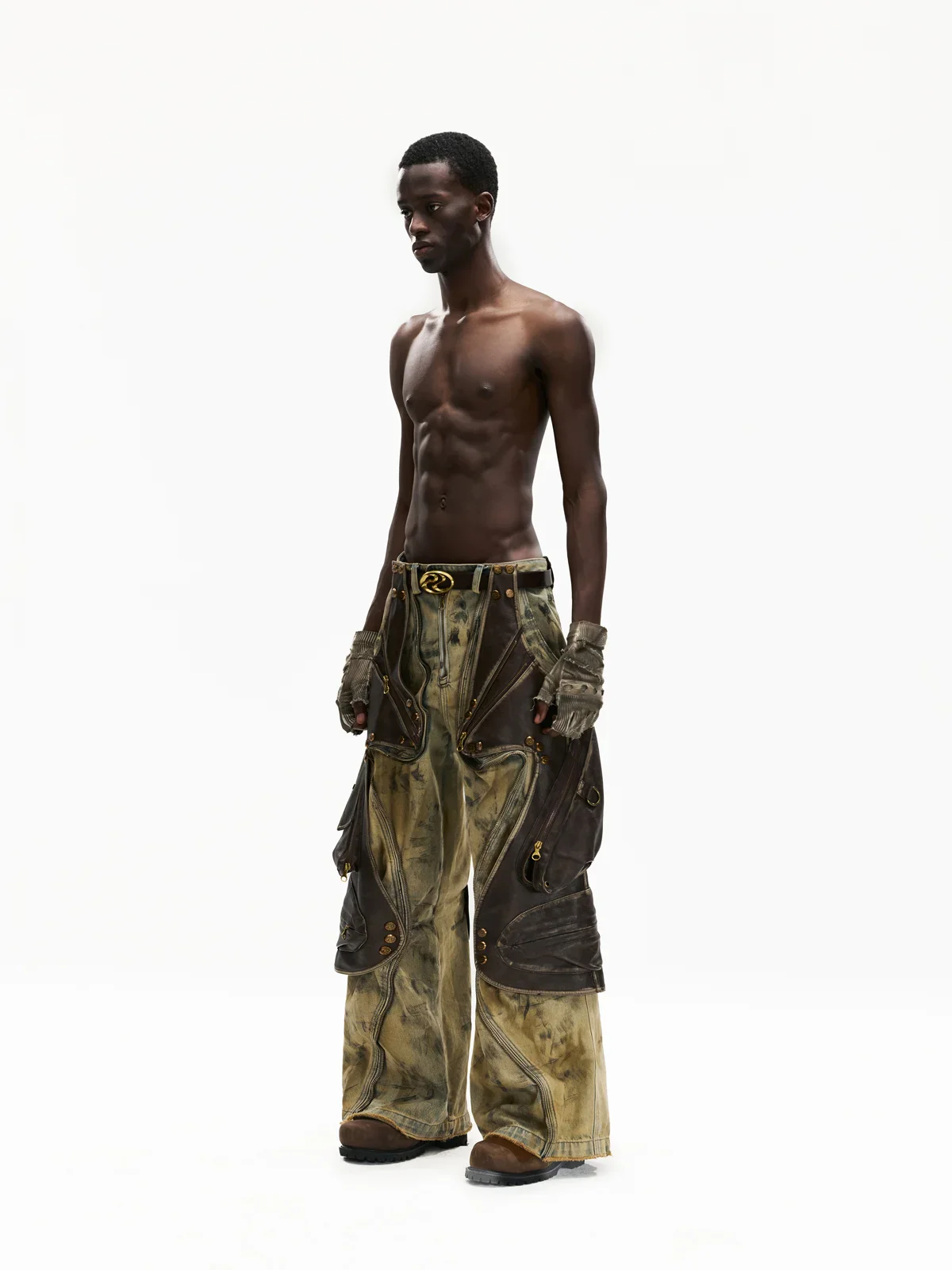 Personsoul Western Dunes Leather Panel Jeans