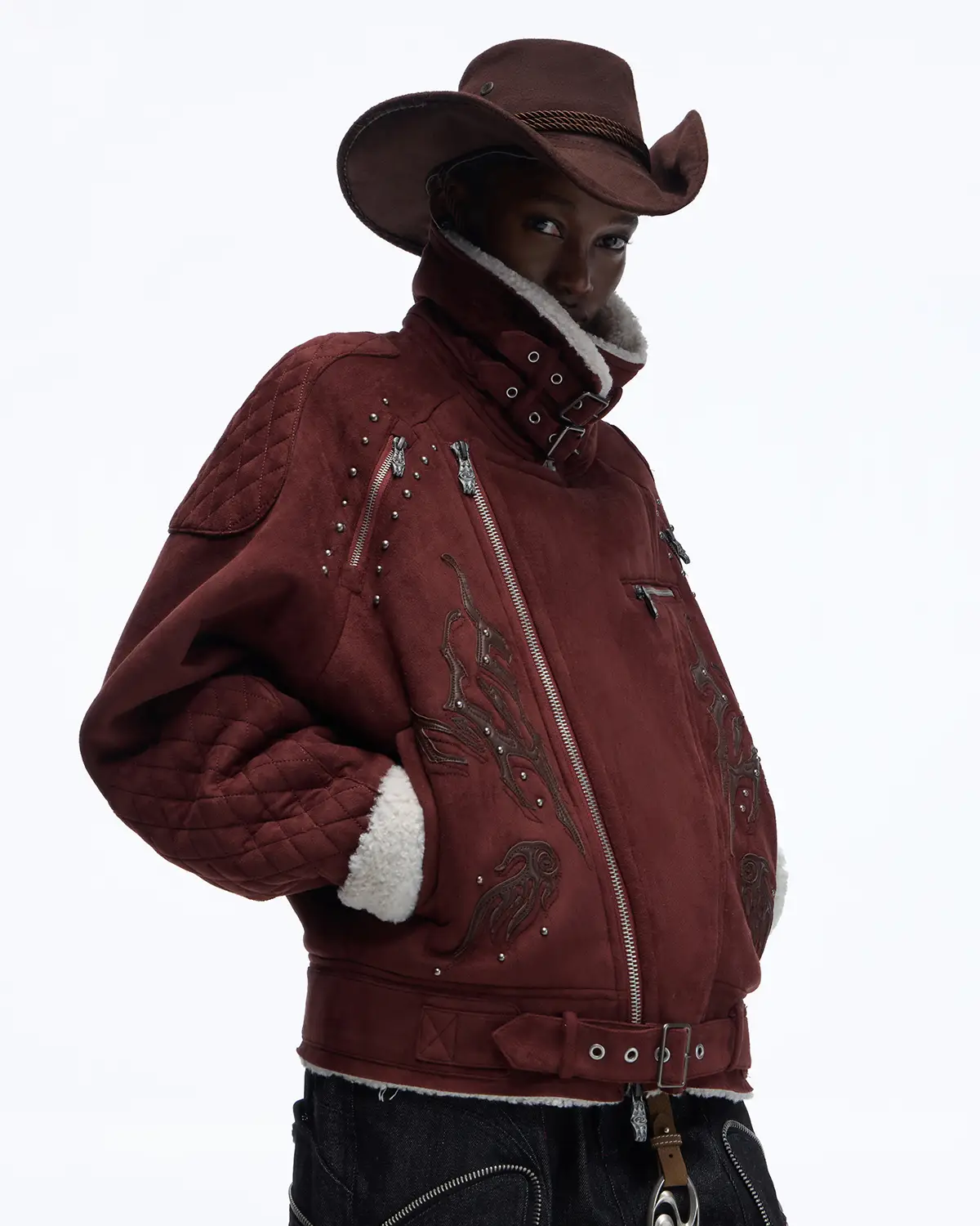 Personsoul Lightning Totem Stand Collar Jacket