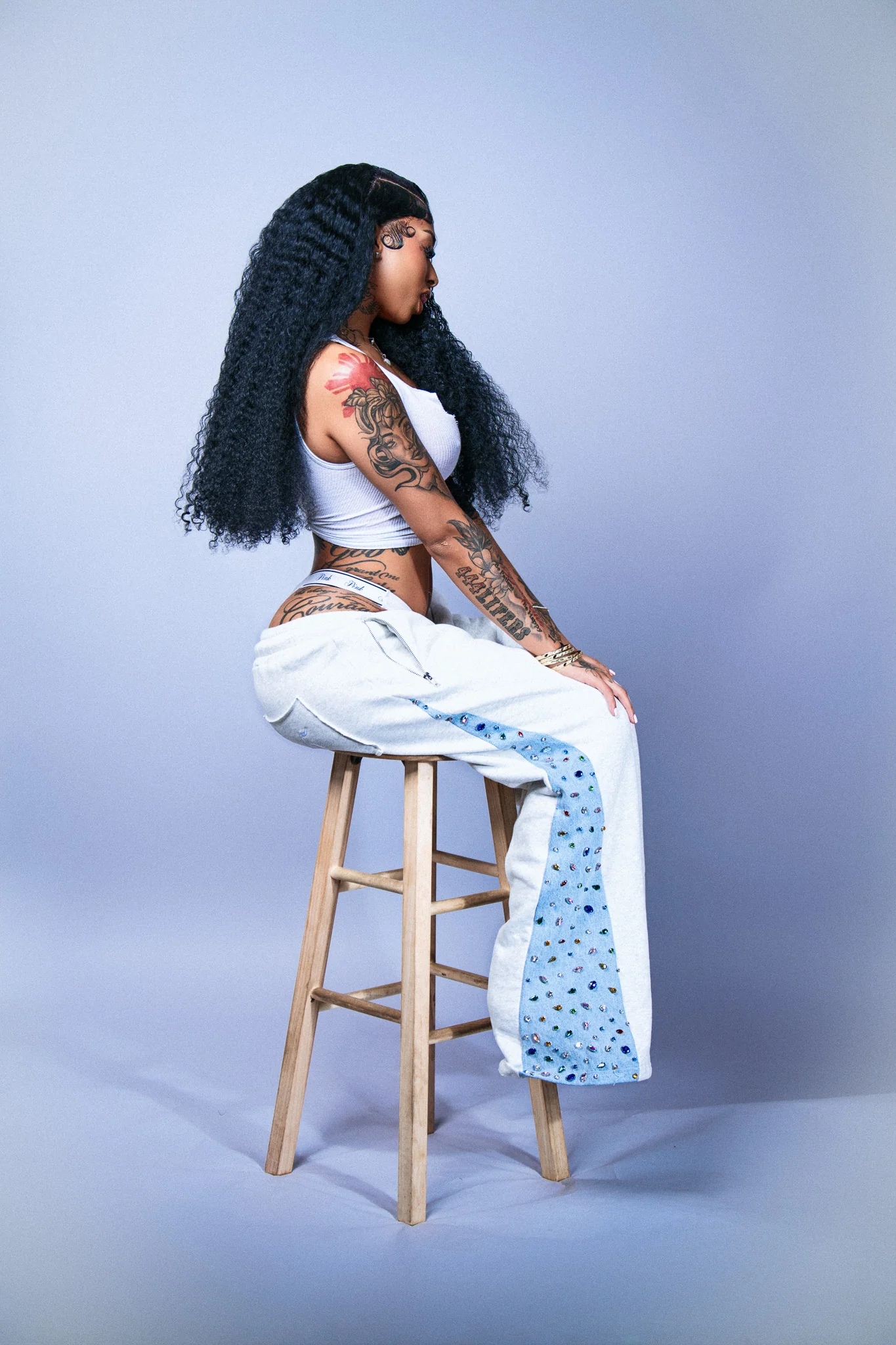 HEATHER DENIM SWEATS