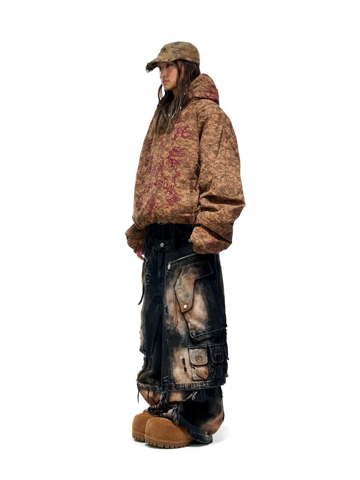 Personsoul Camouflage Totem Cotton Hoodie