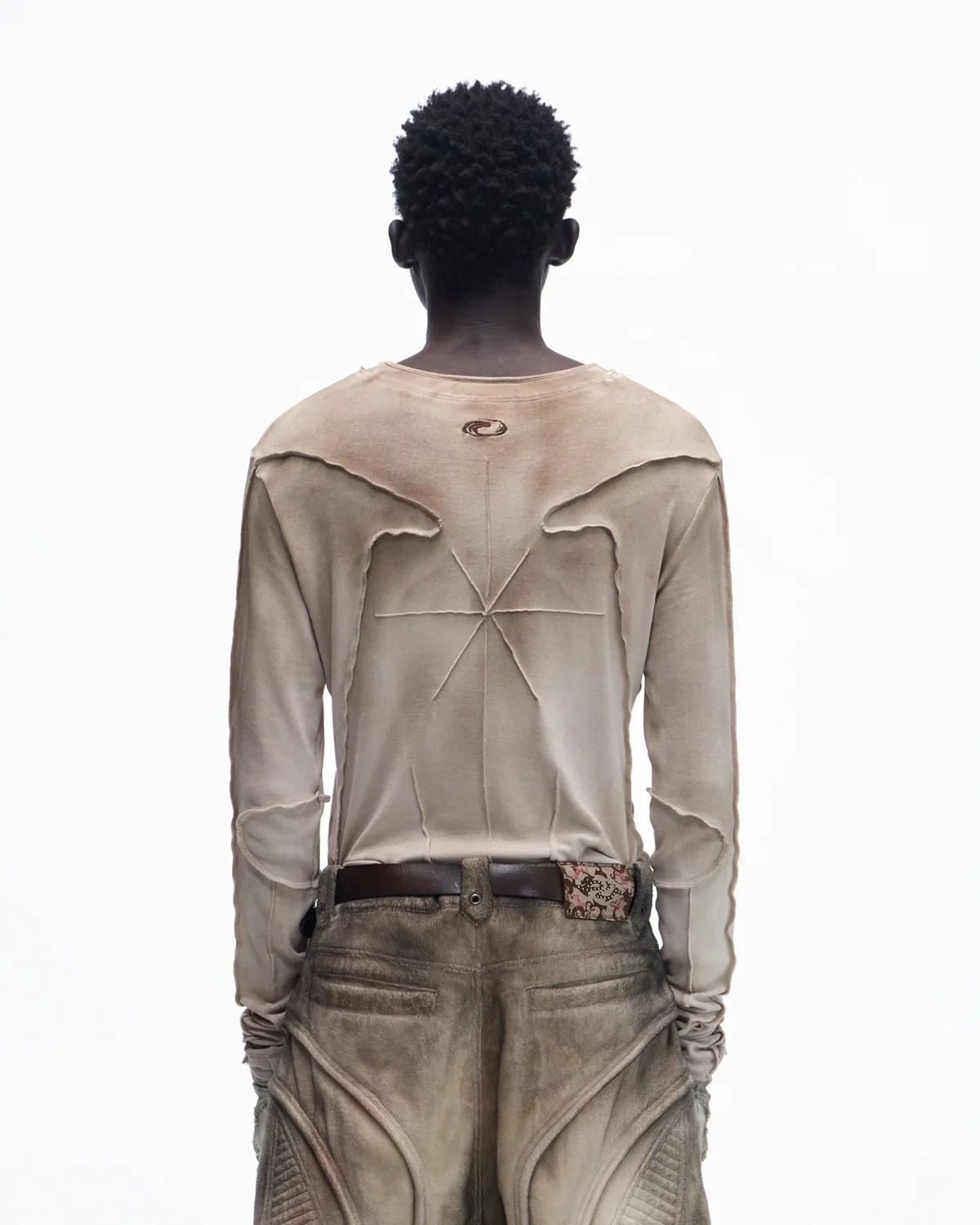 Personsoul Contrast Stitch Long Sleeve Top