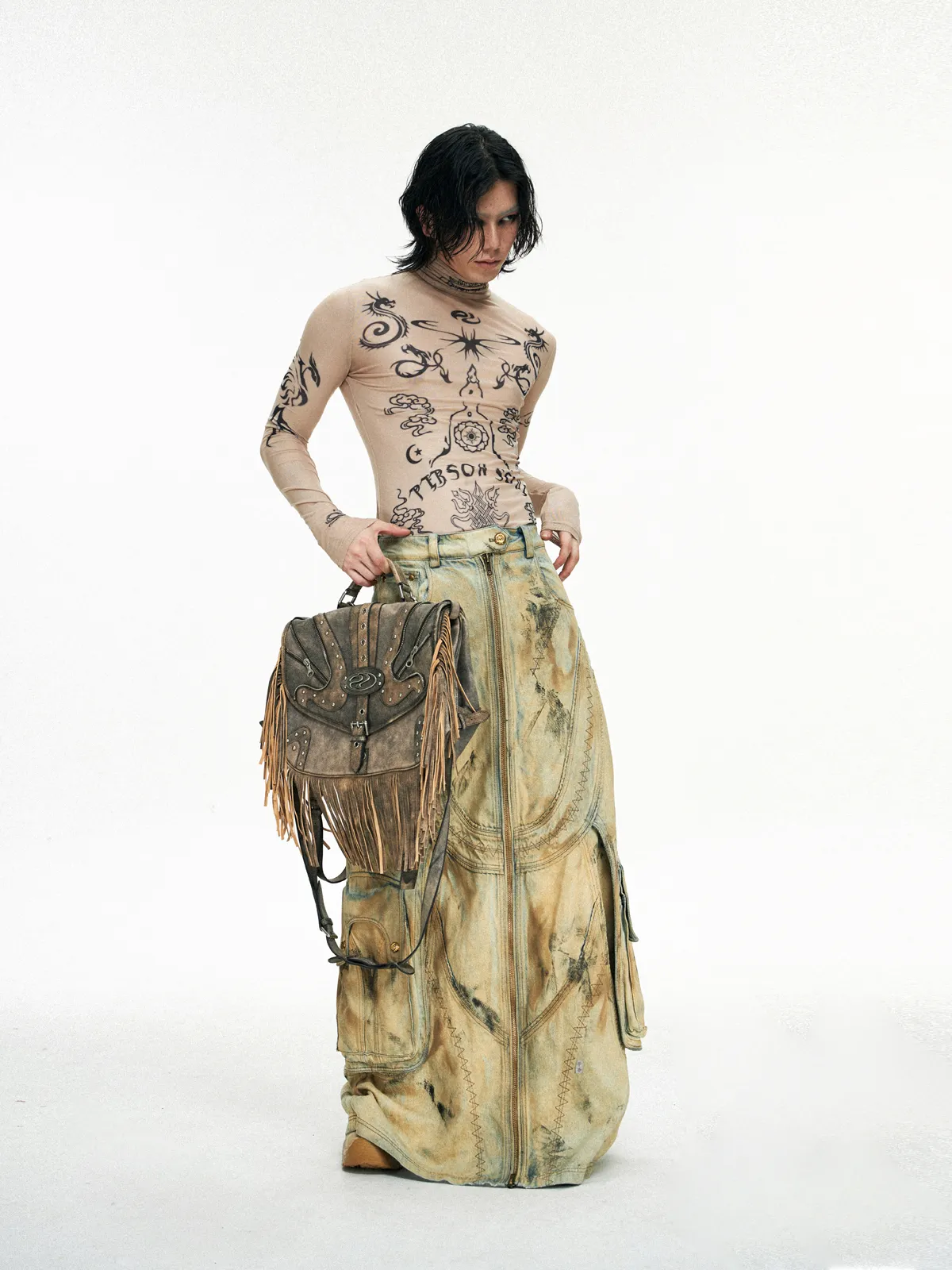 Personsoul Heavy-Duty Fringe Leather Messenger