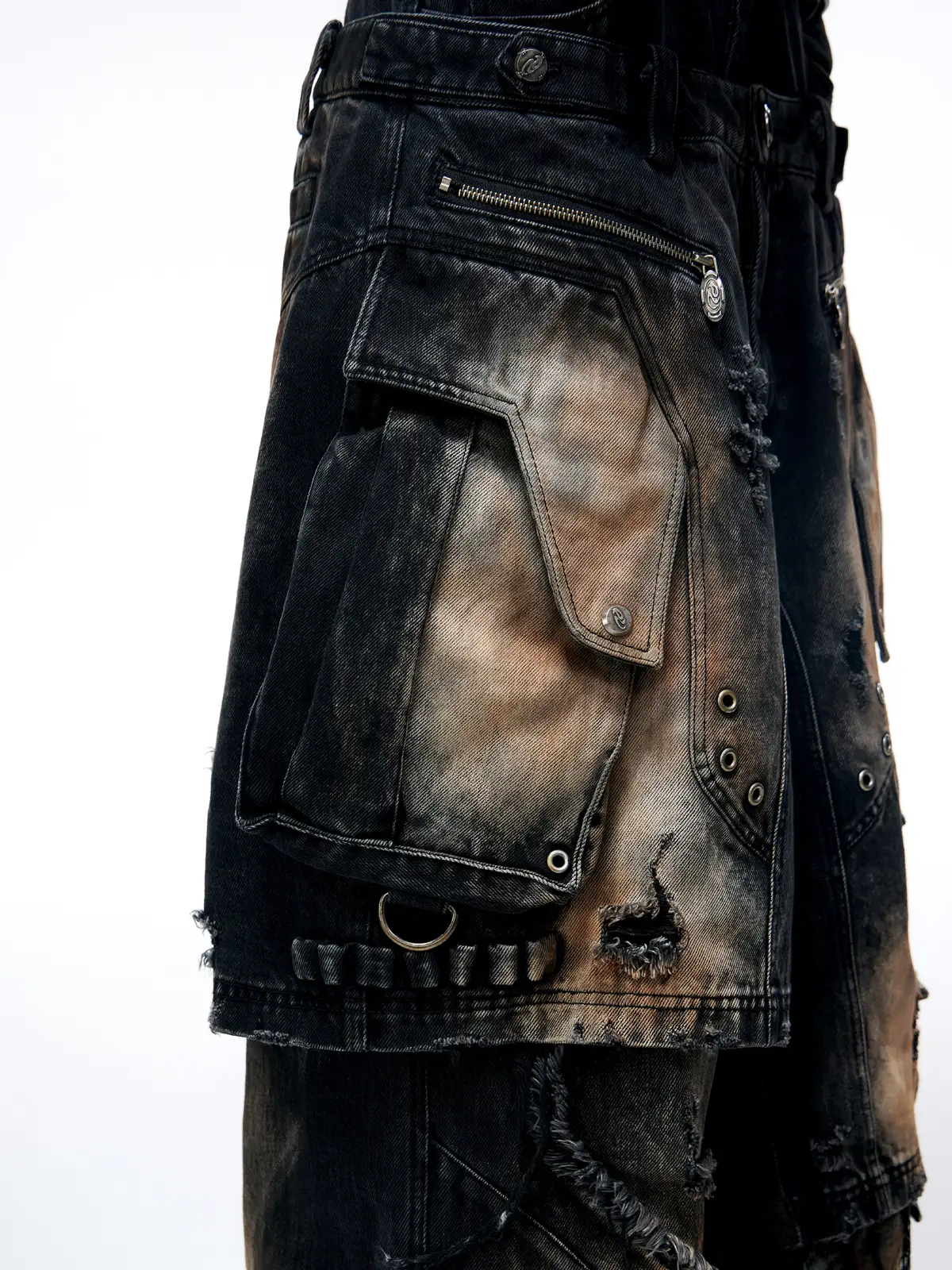 Personsoul Armor Faux Skirt Mud Dye Cargo Pants(limited)