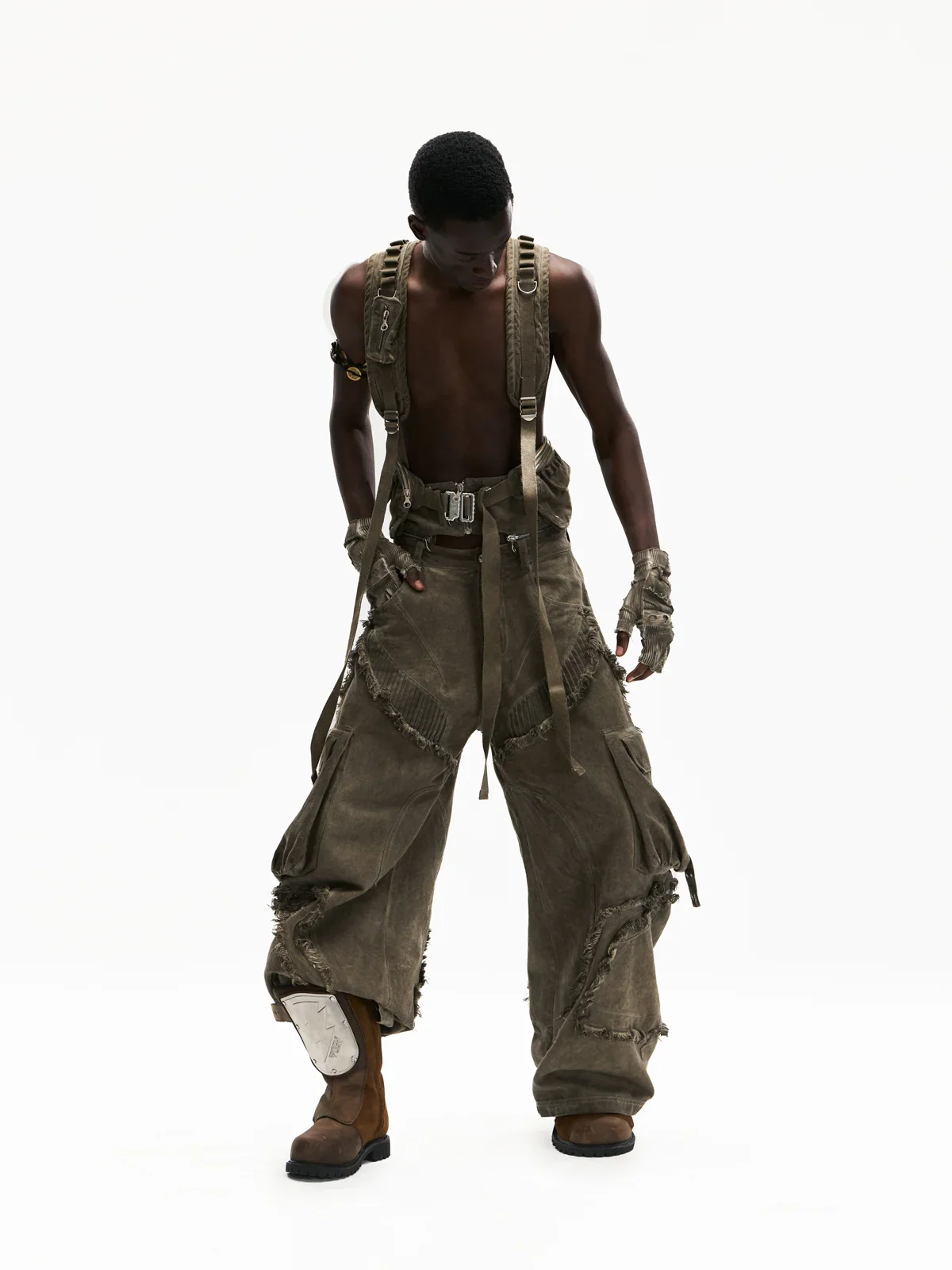Personsoul Detachable Tactical Distressed Cargo Pants