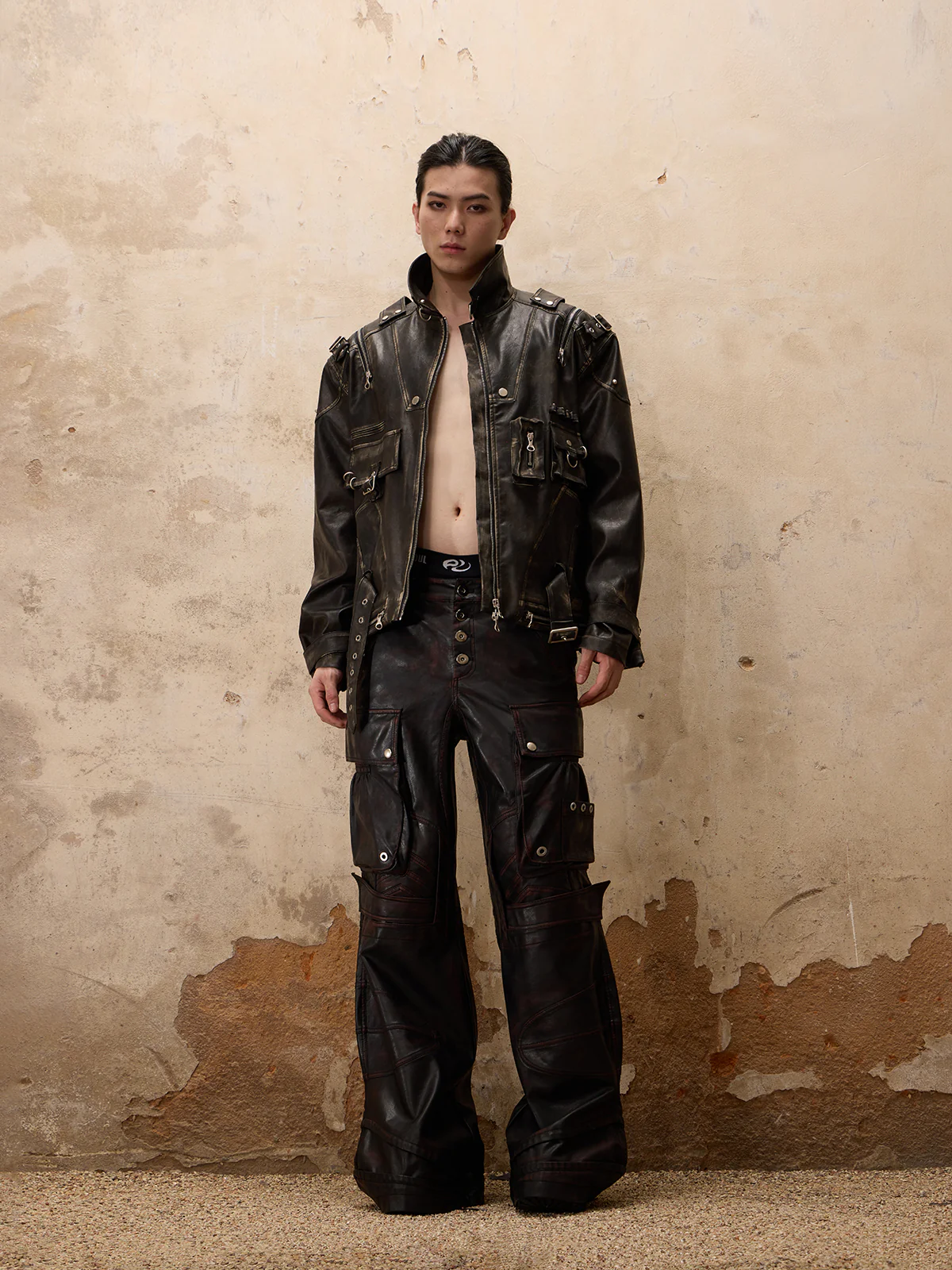 Personsoul Vintage Brush Leather Jacket