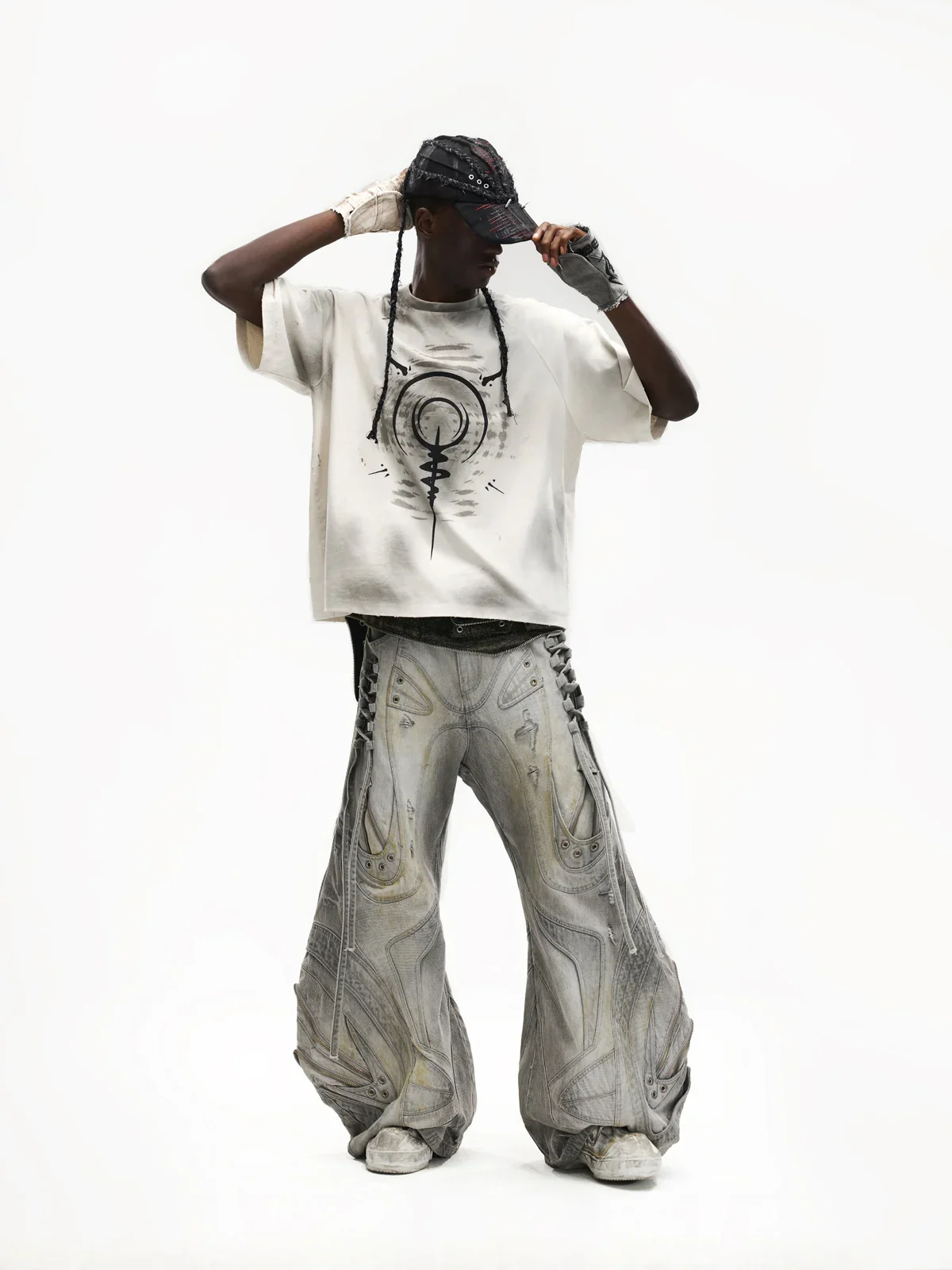 Swirl & Beast Print Loose Raglan Tee