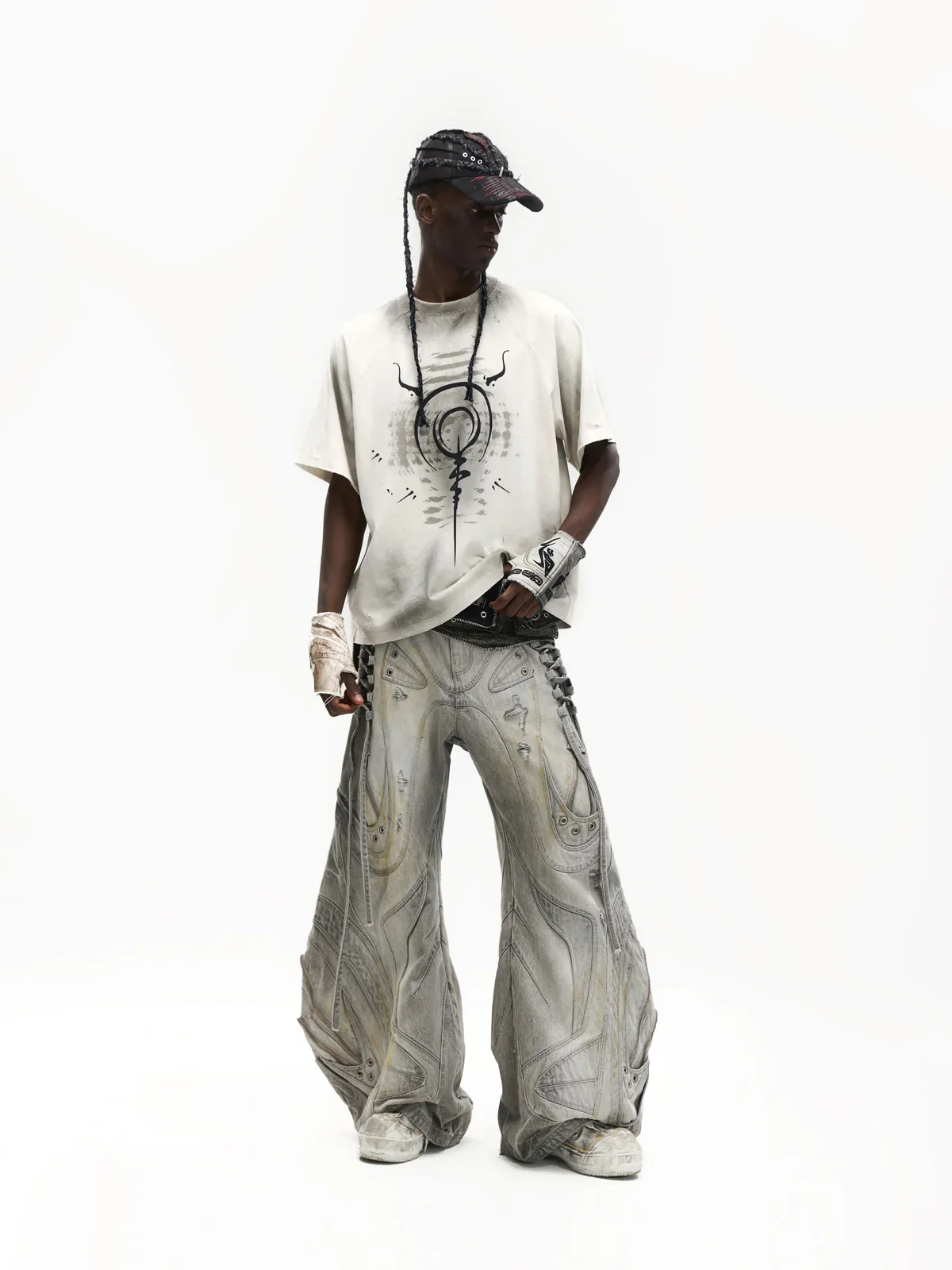 Deconstructed Exaggerated Flared Patchwork Jeans