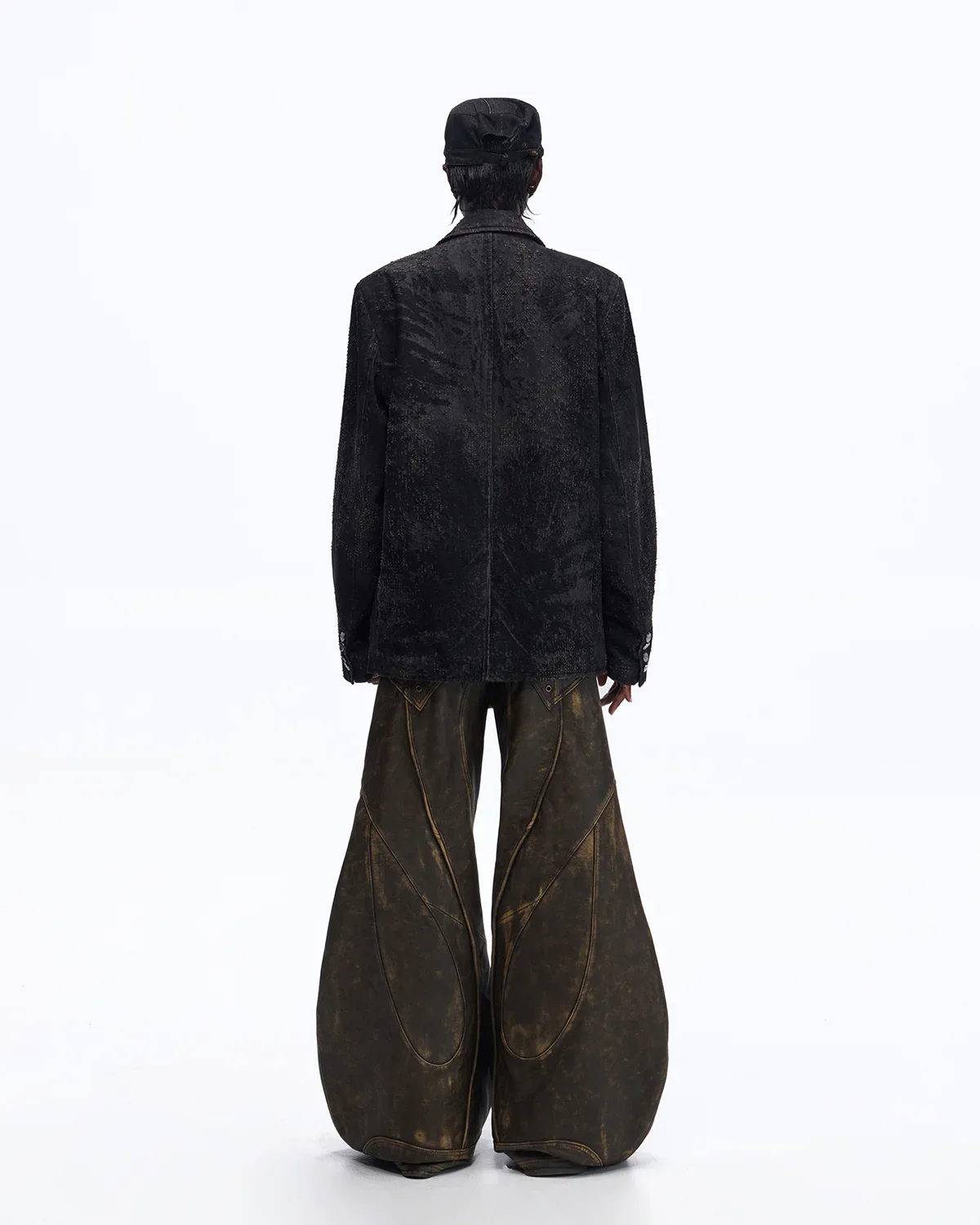 Personsoul Black Laser-Distressed Denim Blazer