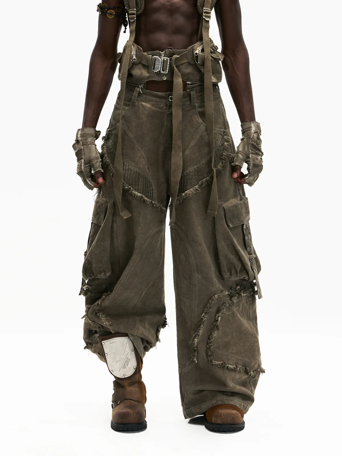 Personsoul Detachable Tactical Distressed Cargo Pants