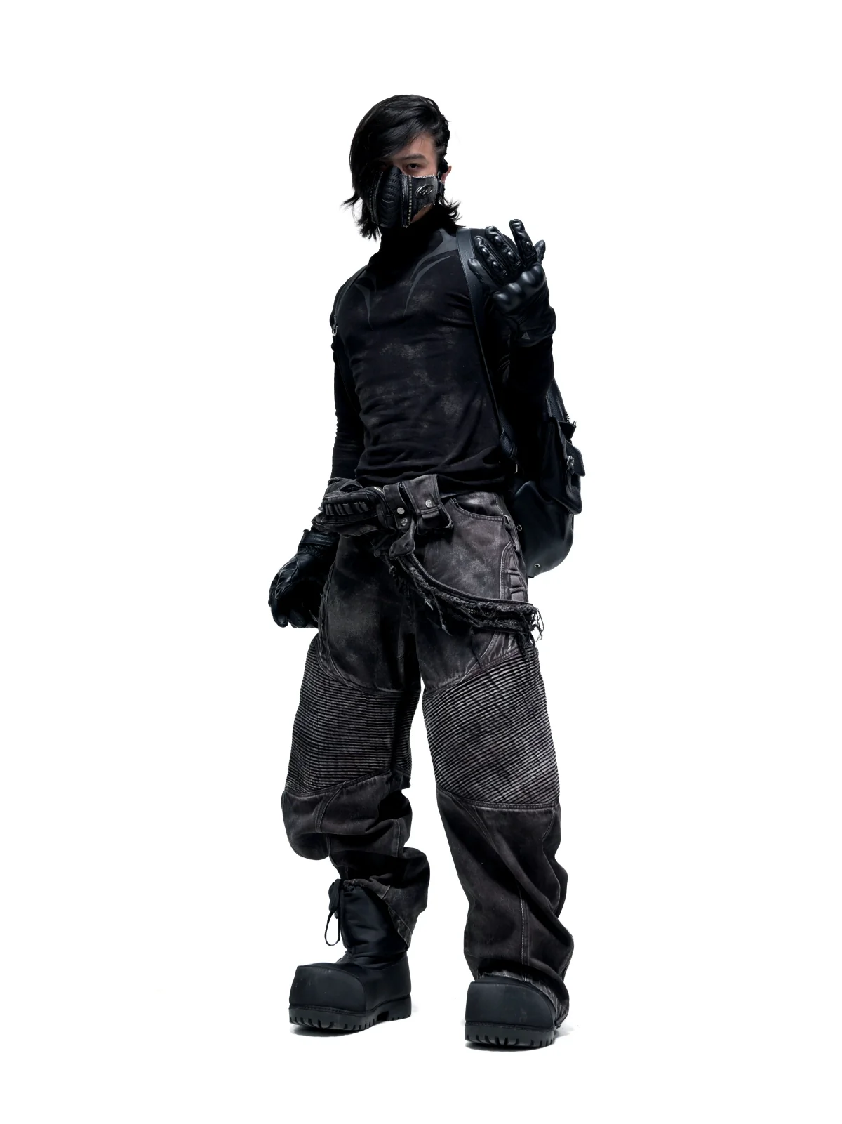 Personsoul Dark Spine Pattern Slim Fit Shirt