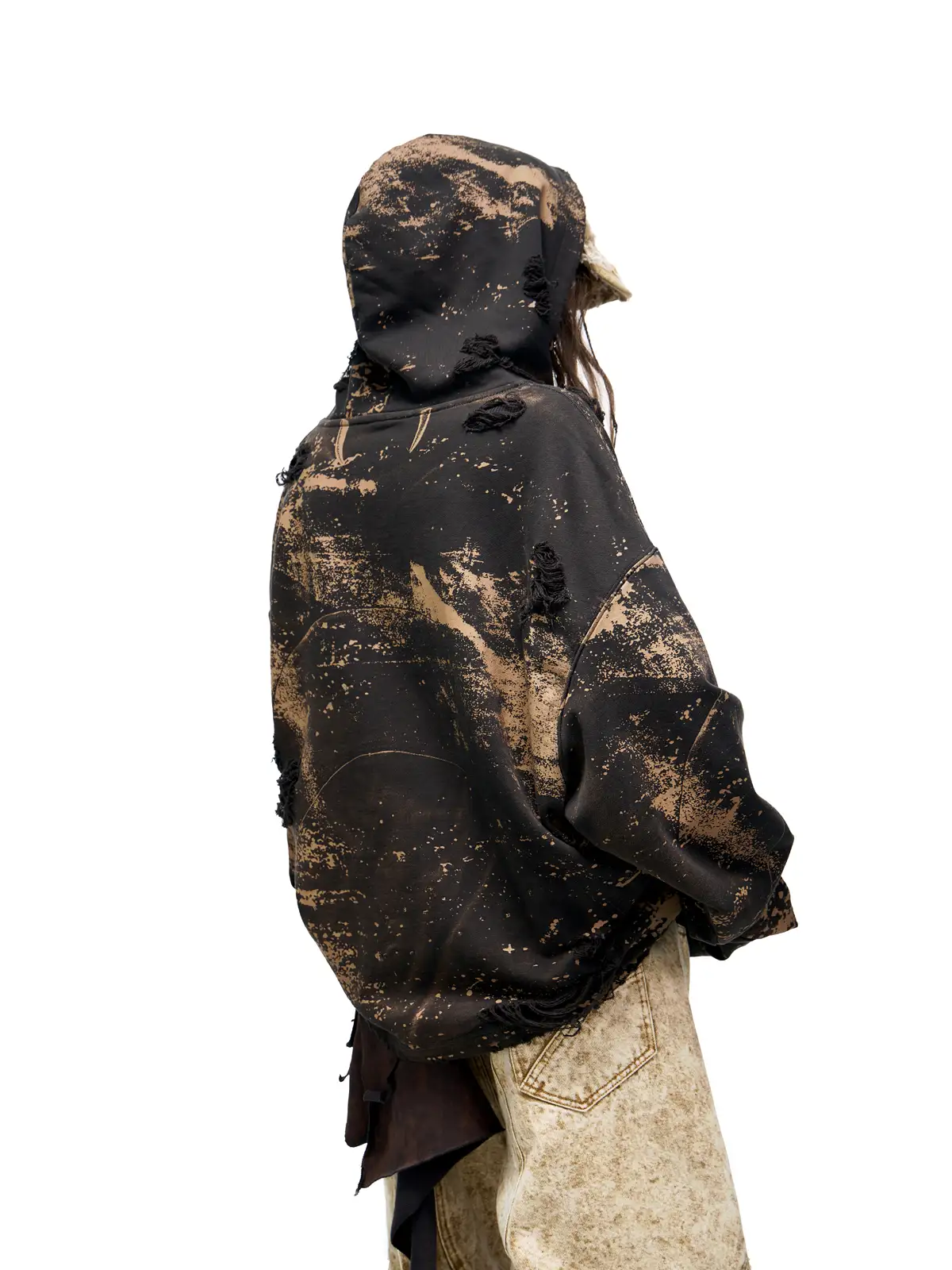 Personsoul Sun Totem Distressed Hoodie