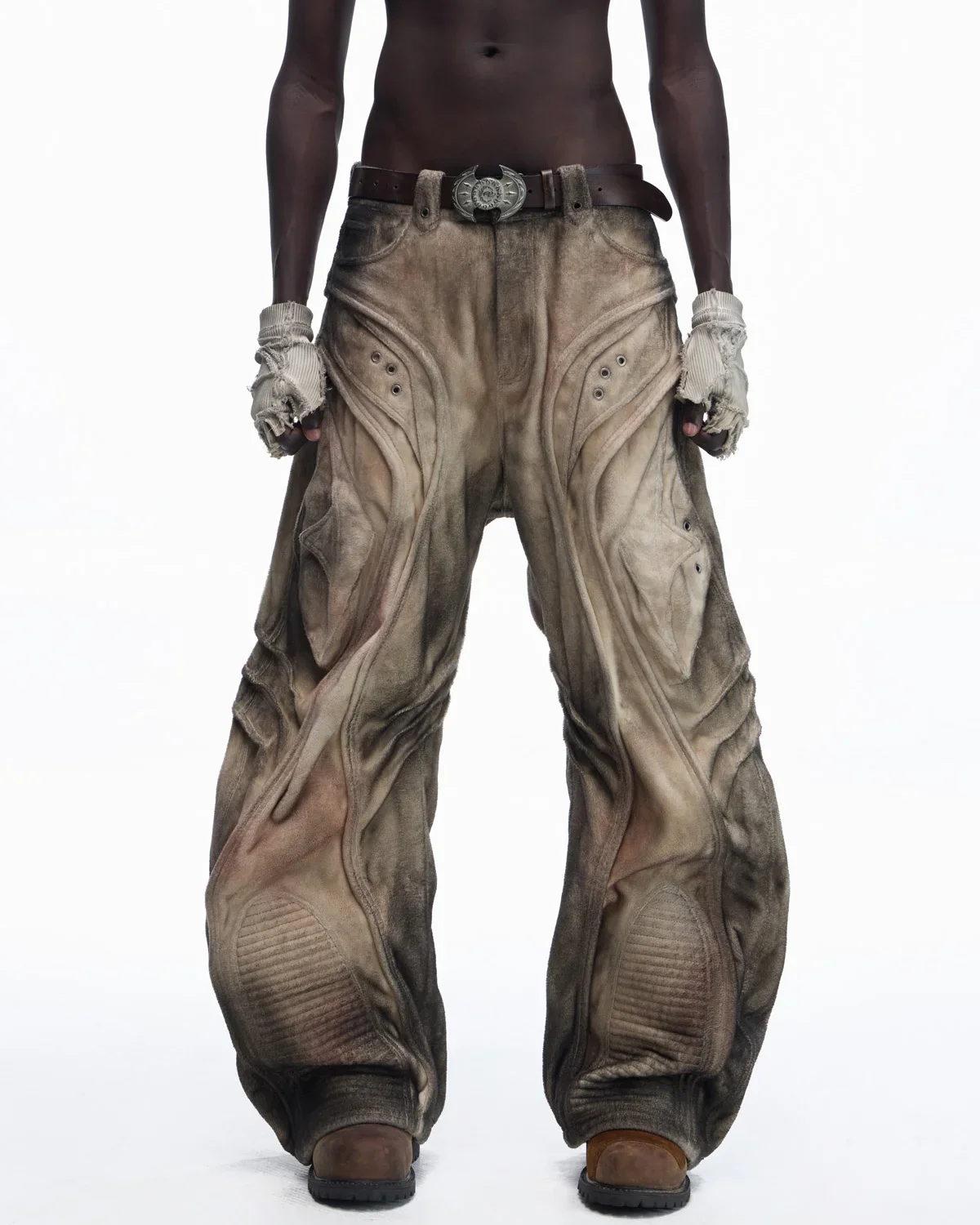 Personsoul Brushed Aged Curved Denim Jeans