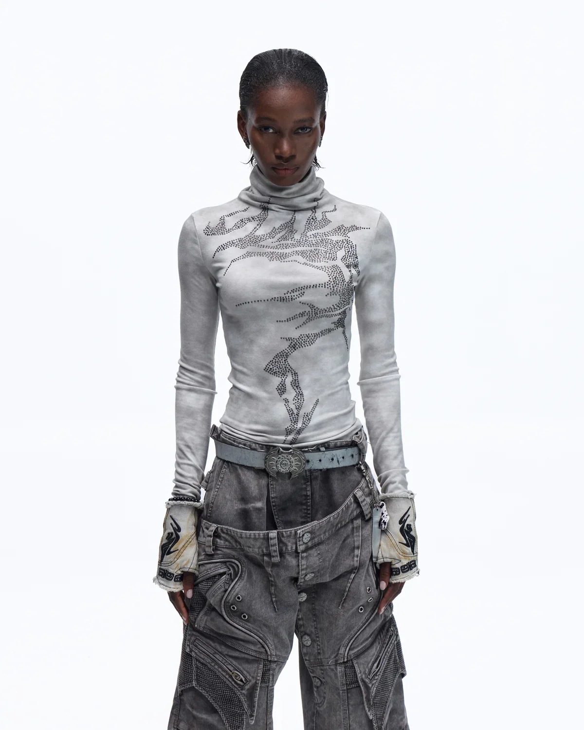 Personsoul Metallic Crystal-Lightning Long Sleeve Tee