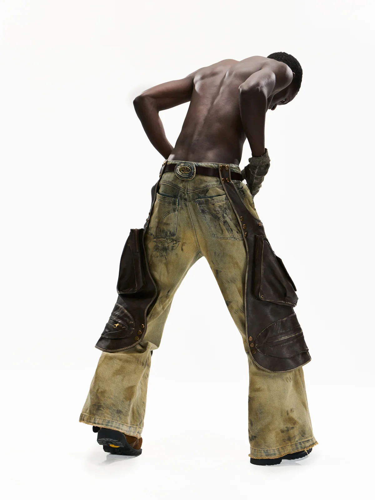 Personsoul Western Dunes Leather Panel Jeans