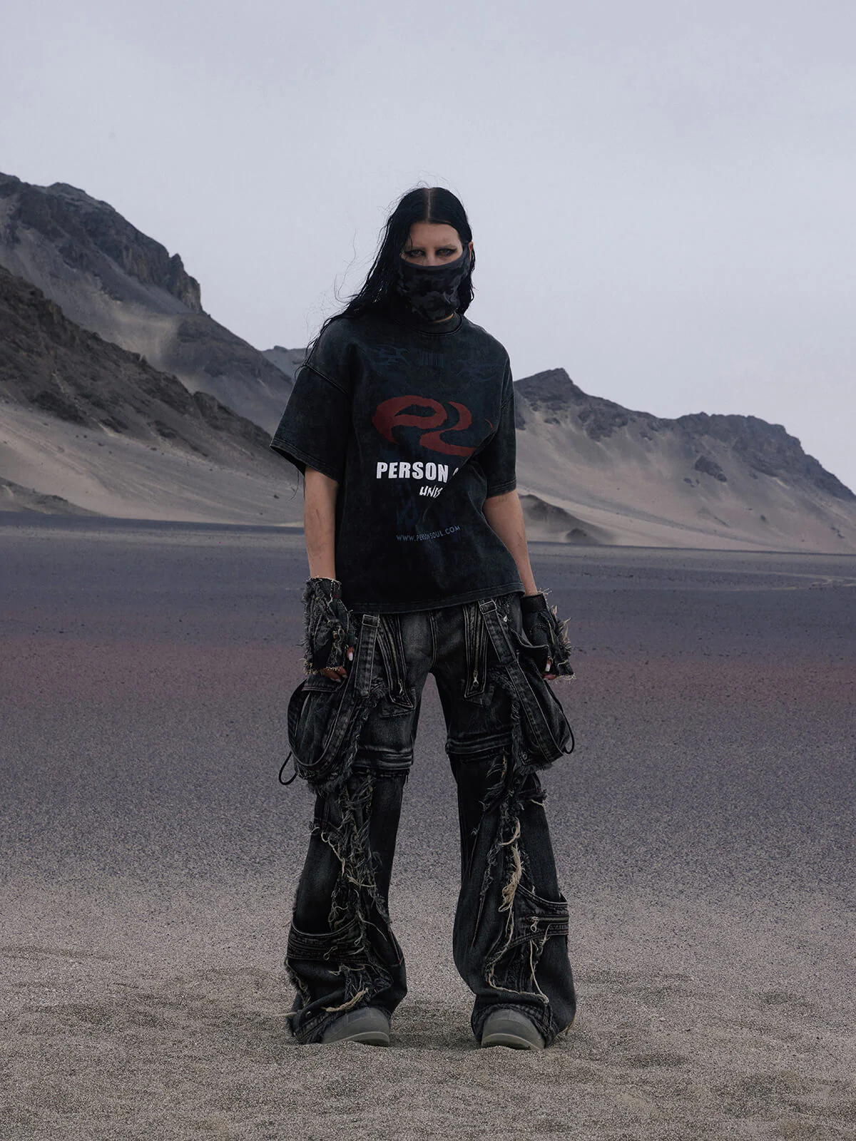 Personsoul Basic Logo Washed Oversized T-Shirt