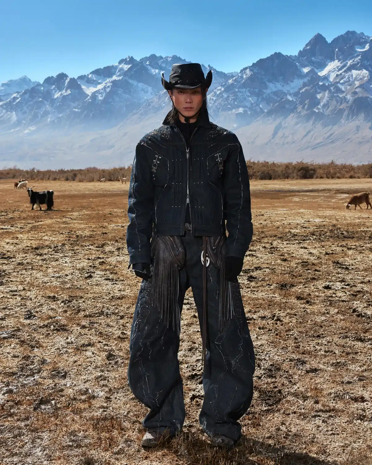 Personsoul Raw Denim Patch Embroidered Jacket