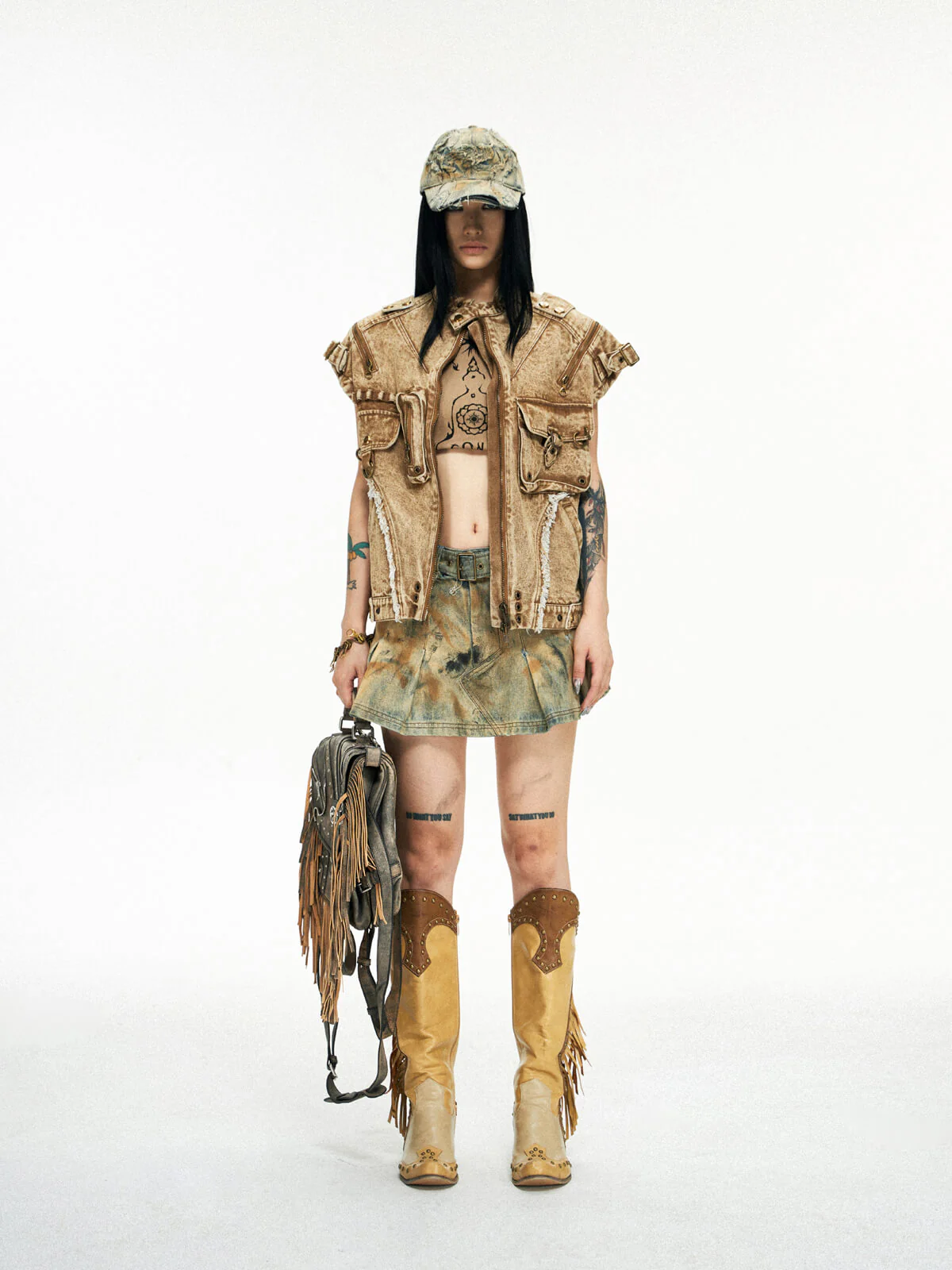 Personsoul Tactical Structure Denim Sleeveless Vest