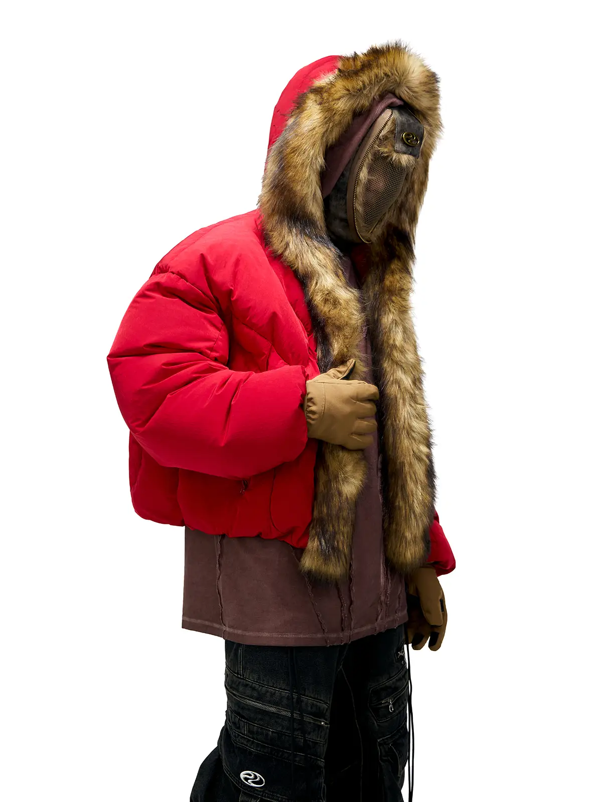 Personsoul Embroidery Fur Collar Down Jacket