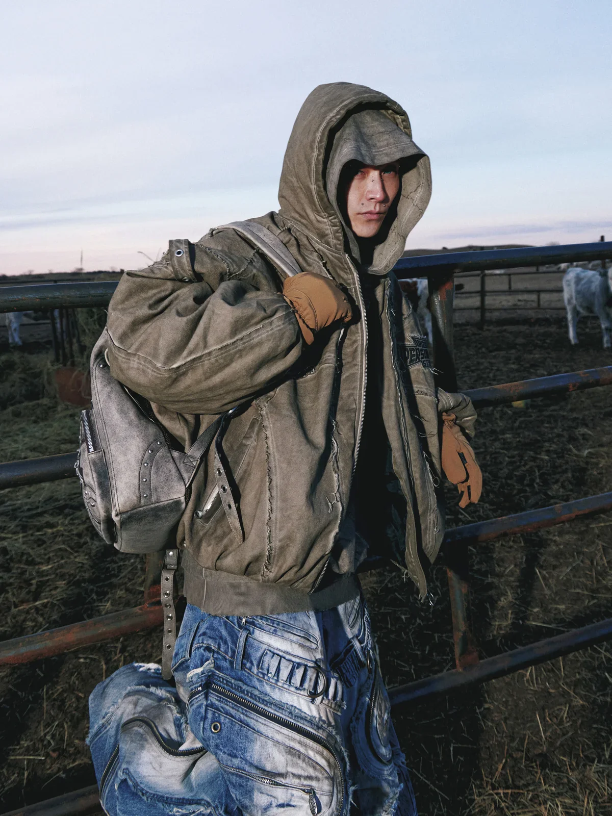 Personsoul Hand Brushed Stain Cotton Jacket