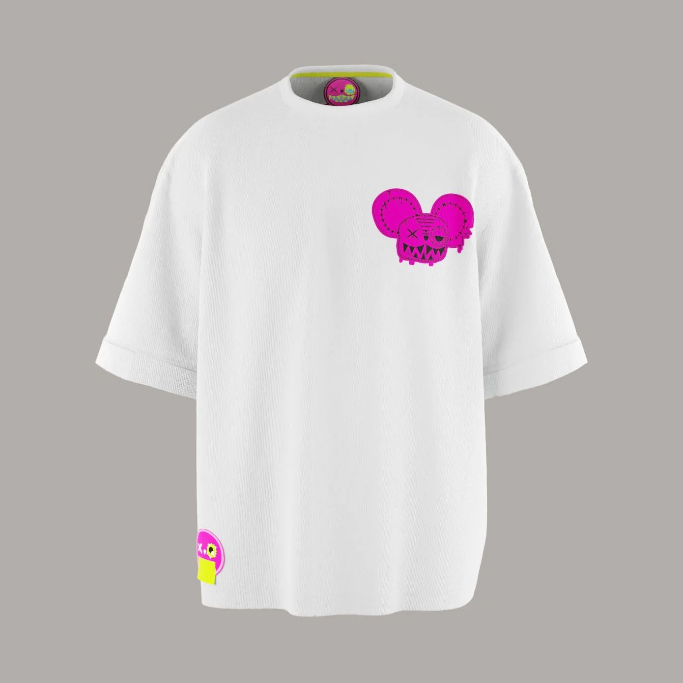 WHITE  OVERSIZED BASIC NOTHING BASIC PINK T-SHIRT!