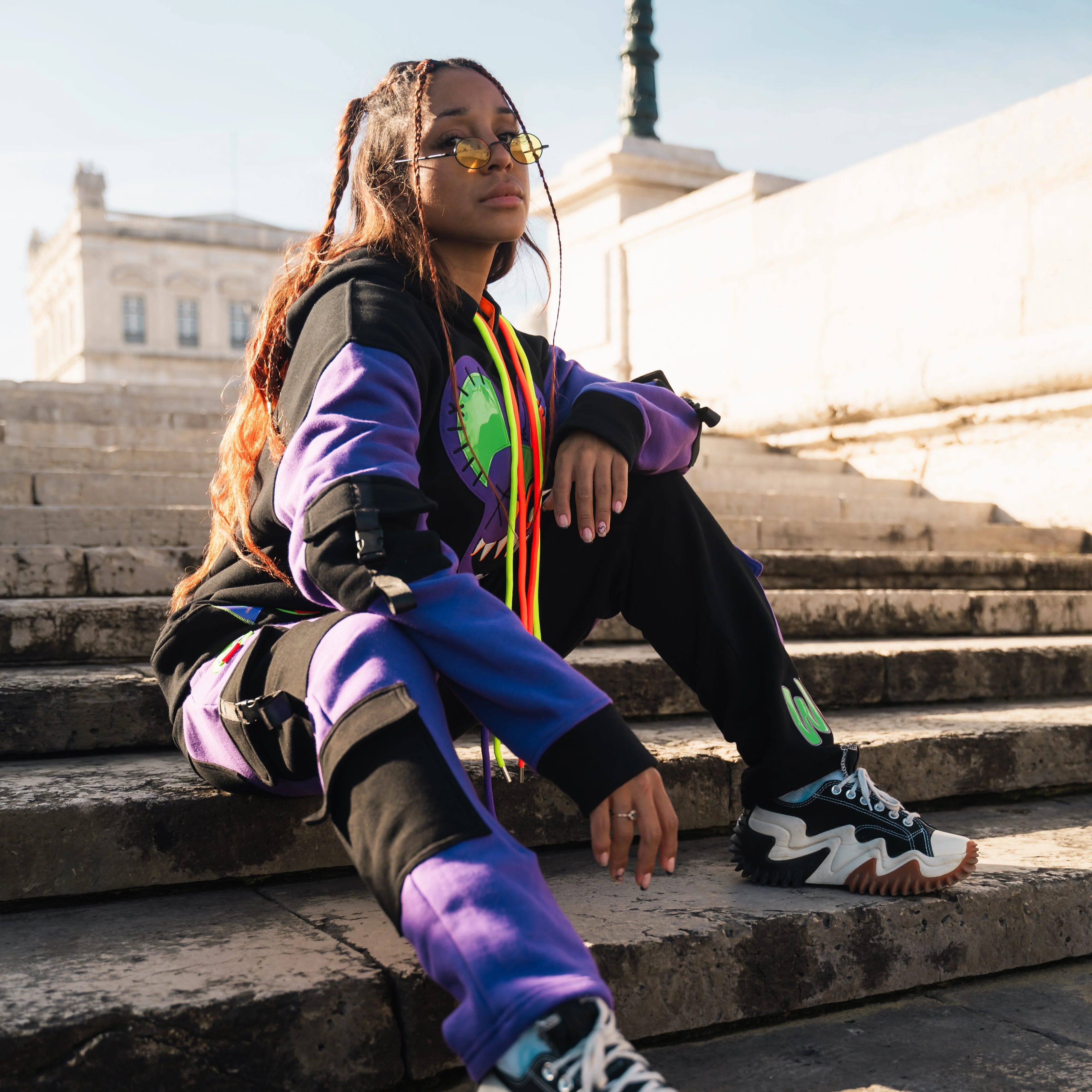 PURPLE & BLACK SWEATPANTS!