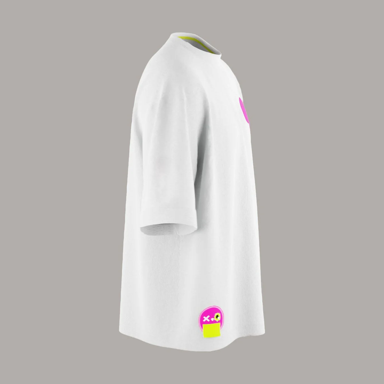 WHITE  OVERSIZED BASIC NOTHING BASIC PINK T-SHIRT!