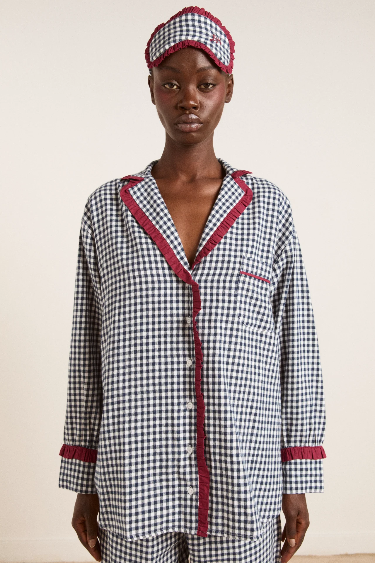 antonia pj set - navy gingham