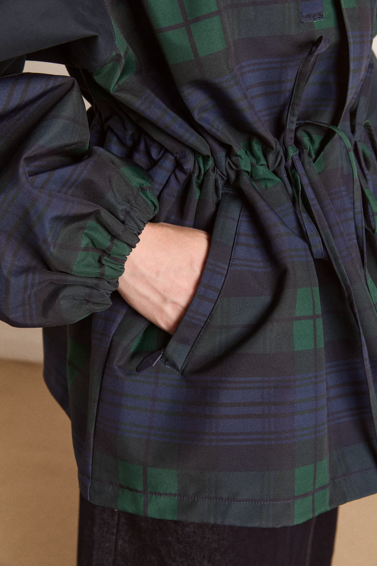 pre-order liu shower resistant raincoat - navy check