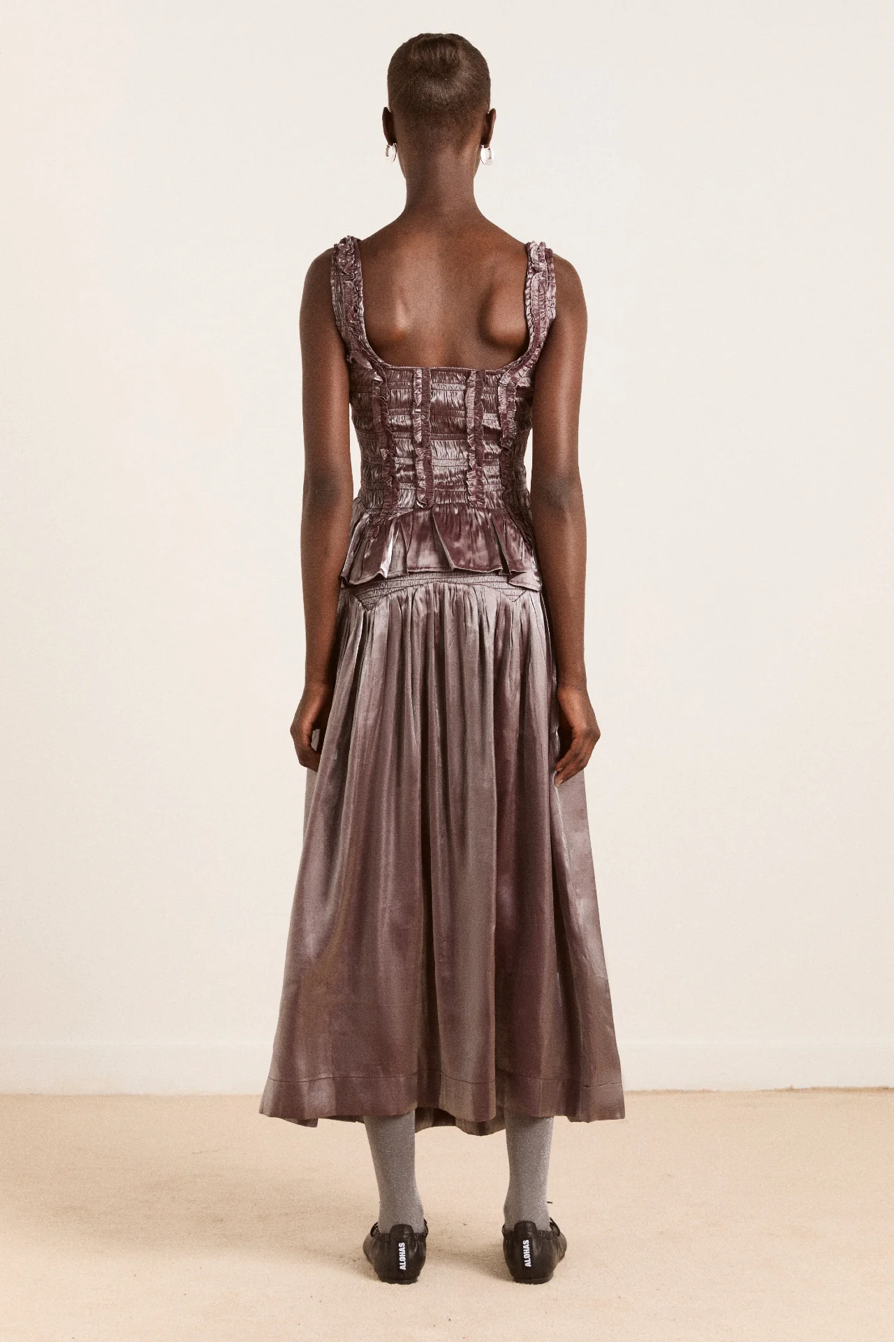 layla midi skirt - glass satin