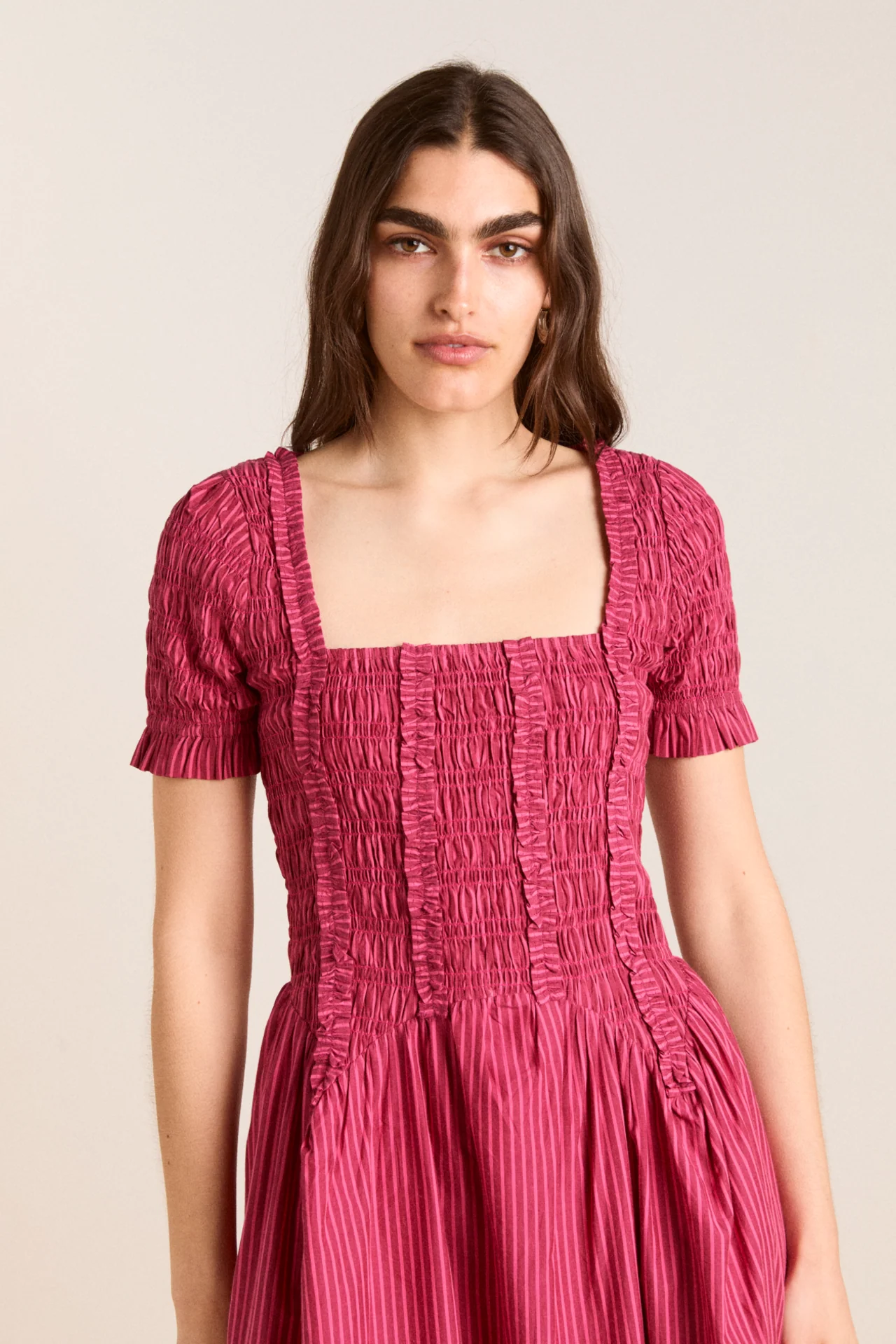 raphaela ruffle midi dress - berry business