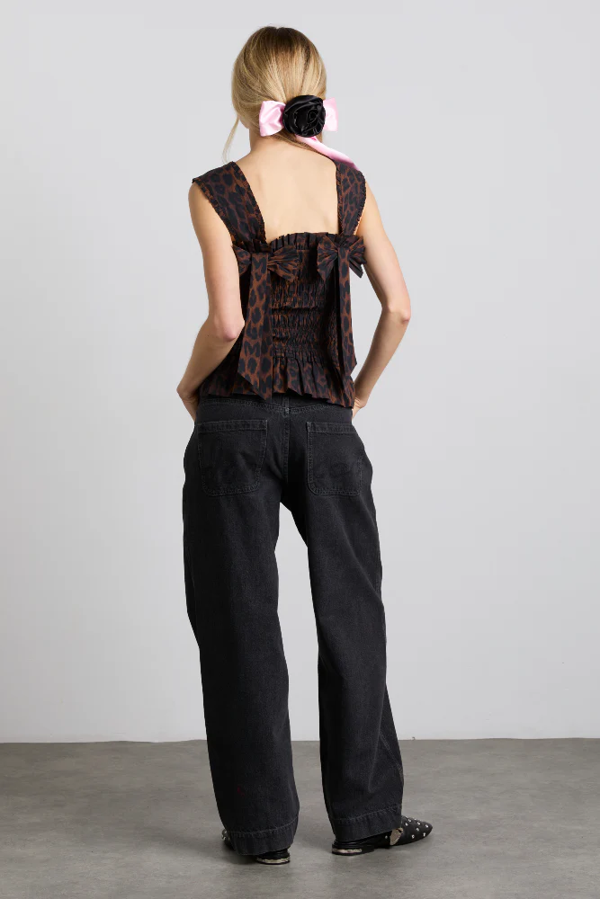 tish shirred cami - dark leopard