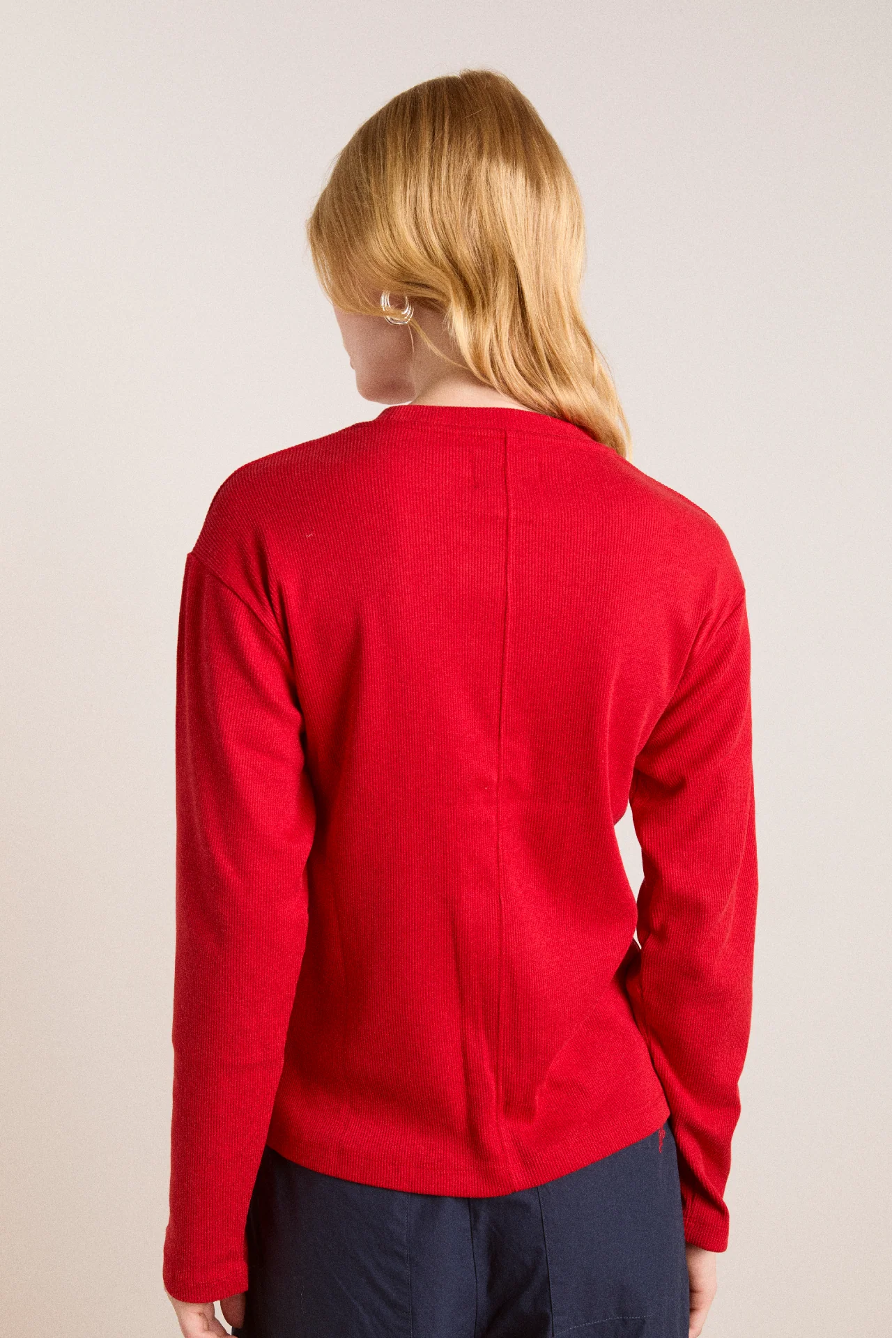 lilah long sleeve top - red rib