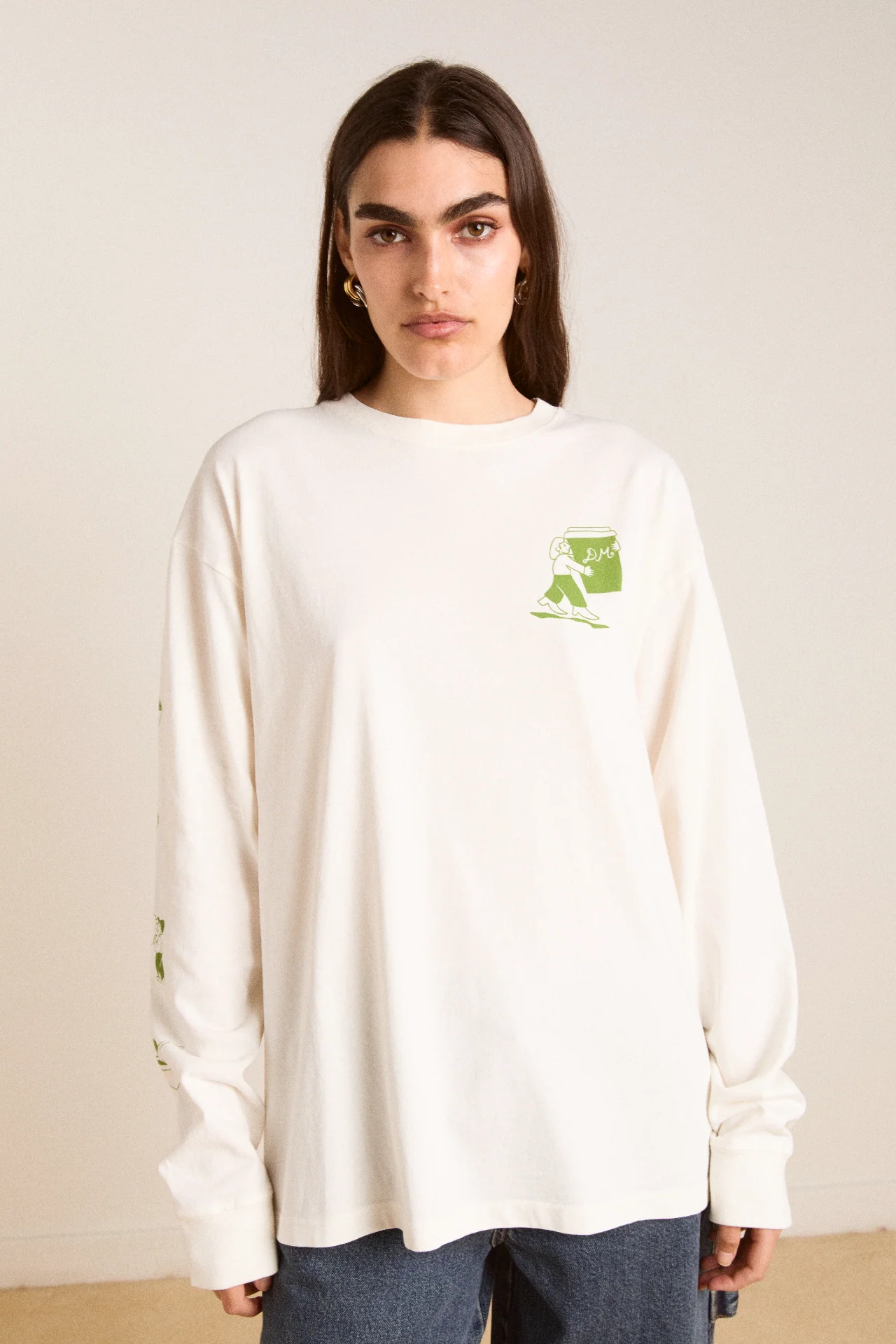 matcha moments long sleeve tee - ecru