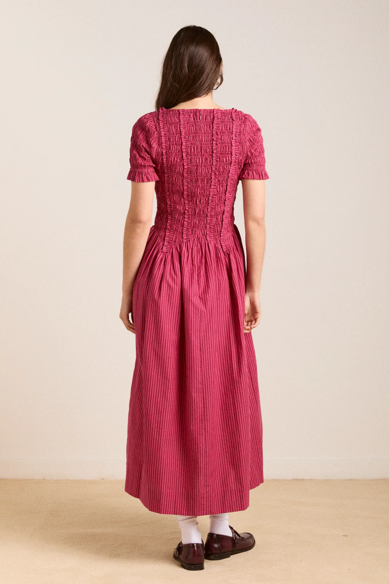 raphaela ruffle midi dress - berry business