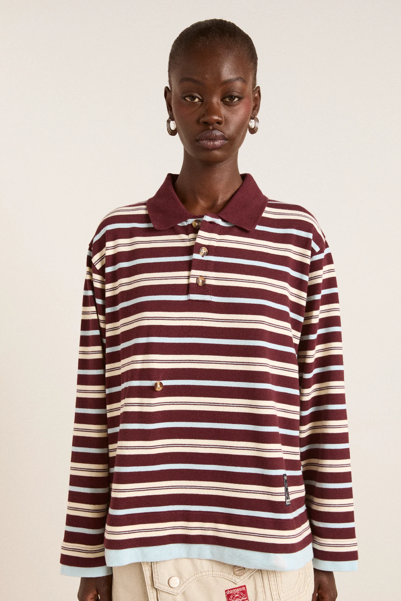 noah cinch layered rugby - choc stripe