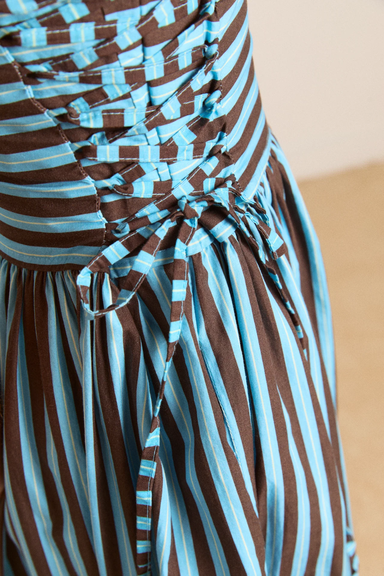 angelina midi dress - blue/choc stripe